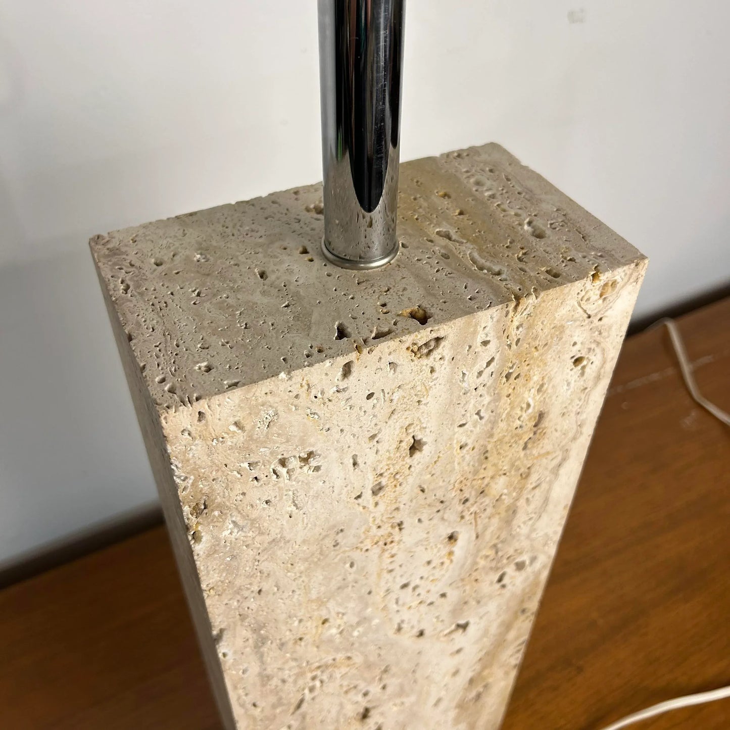 Robsjohn Gibbings Style Travertine Marble Table Lamp