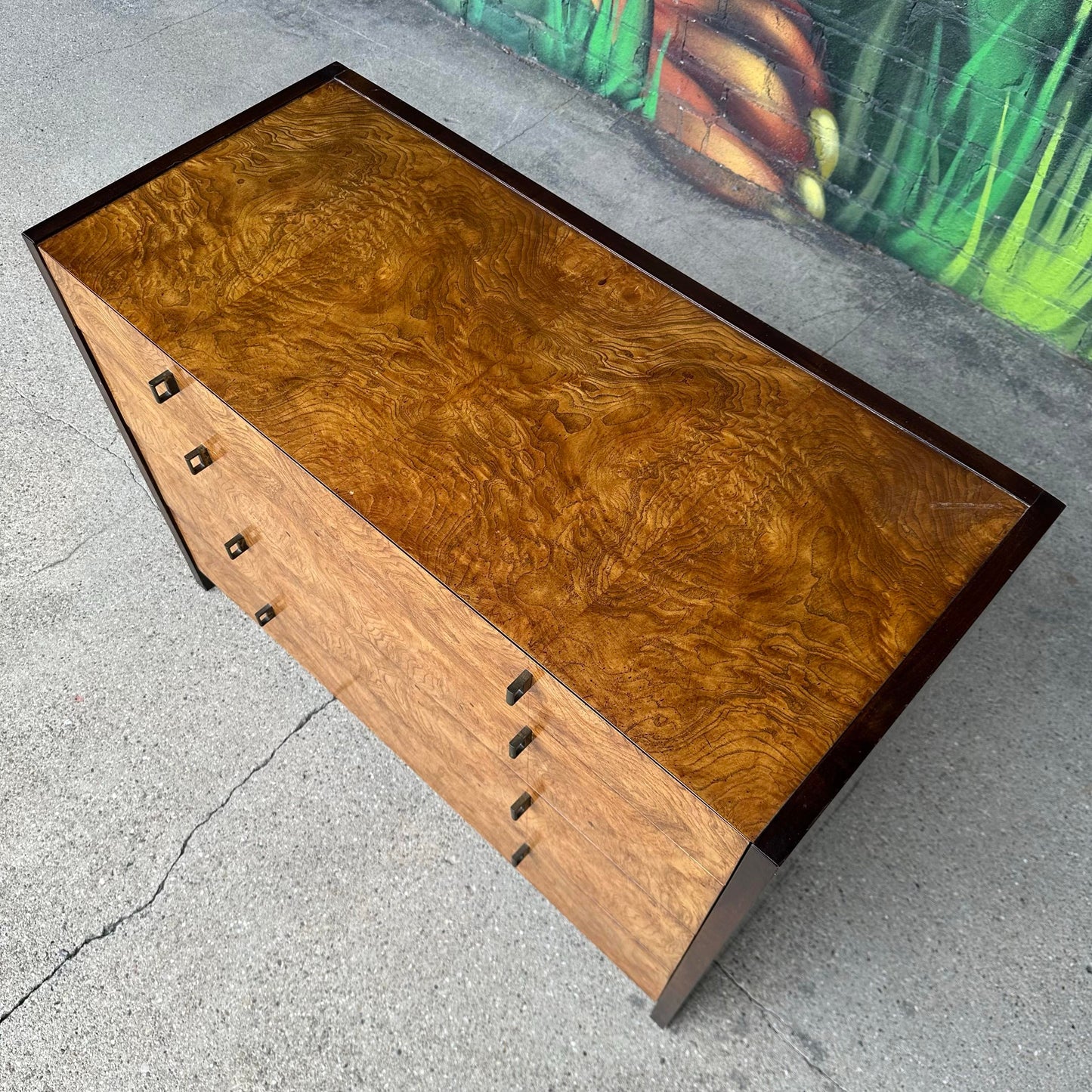 Century Furniture Burlwood and Brass Petit Chest of Drawers