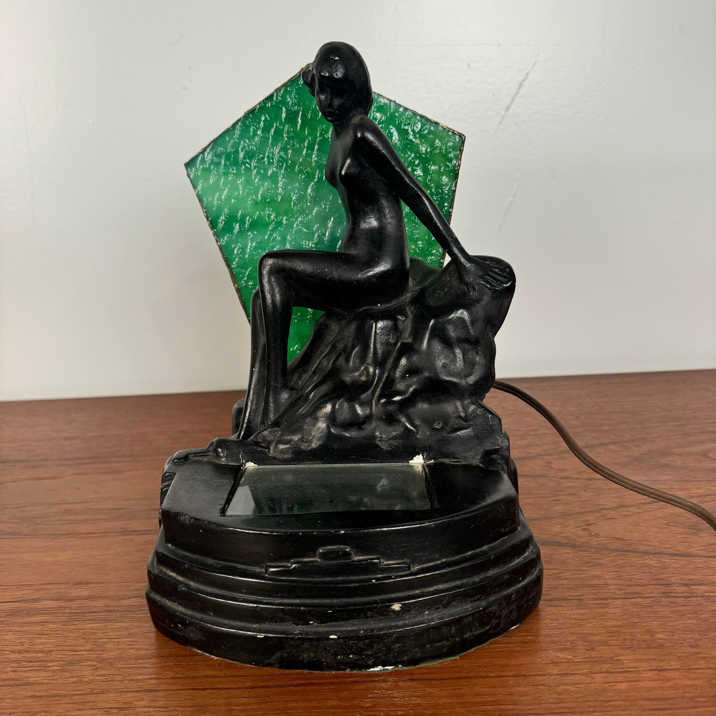 Art Deco Nude Figure Stained Glass Table Lamp