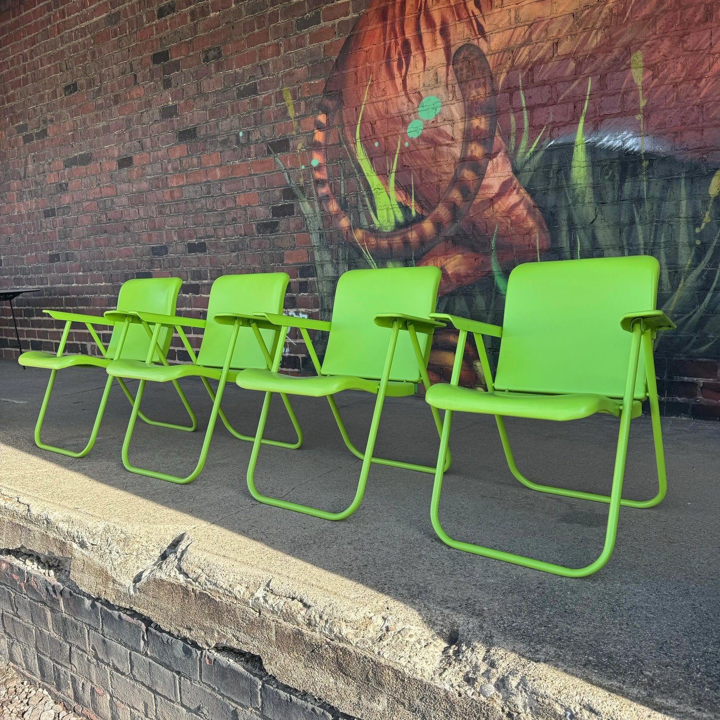 Mid 20th Century Russel Wright Metal Folding Chairs, Attributed - Set of 4