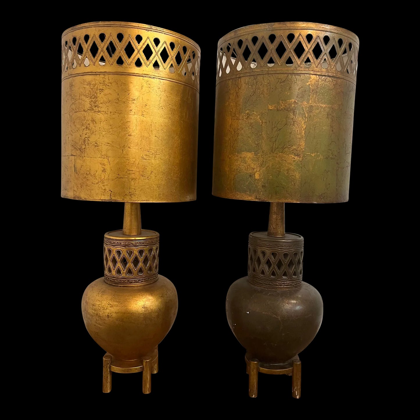 Pair of Mid-20th Century James Mont Oversize Lamps