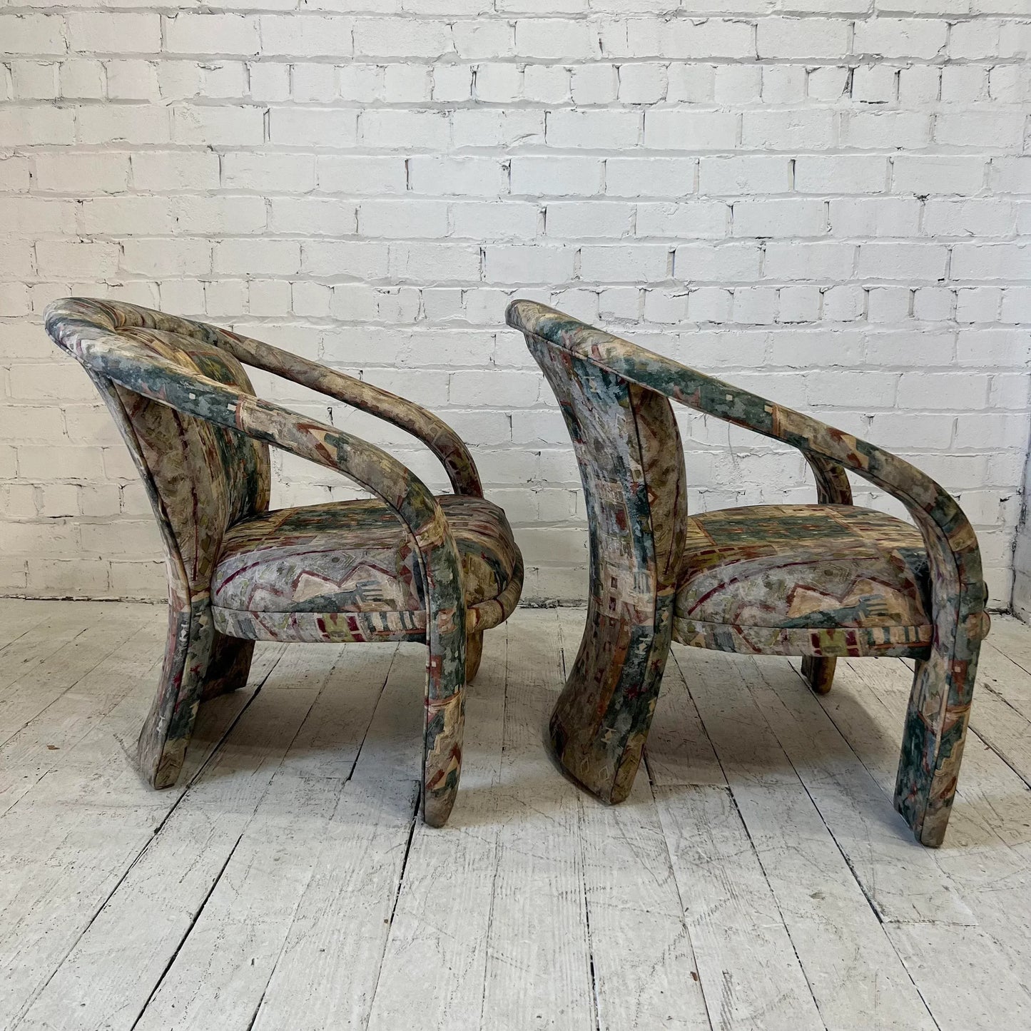 Pair of Kagan Style 3 Legged Arm Chairs 90’s