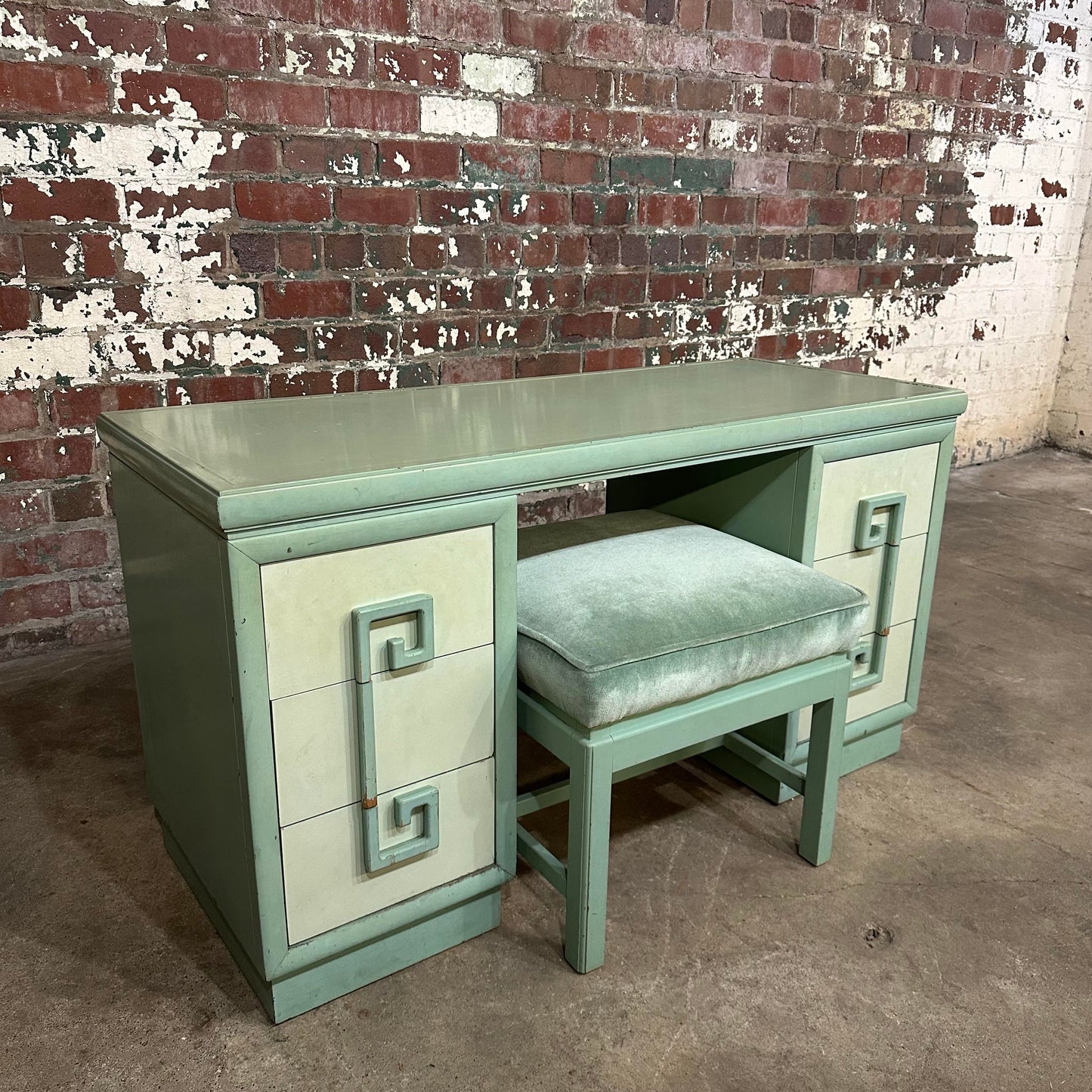 Kittinger Mandarin Vanity With Mohair Stool