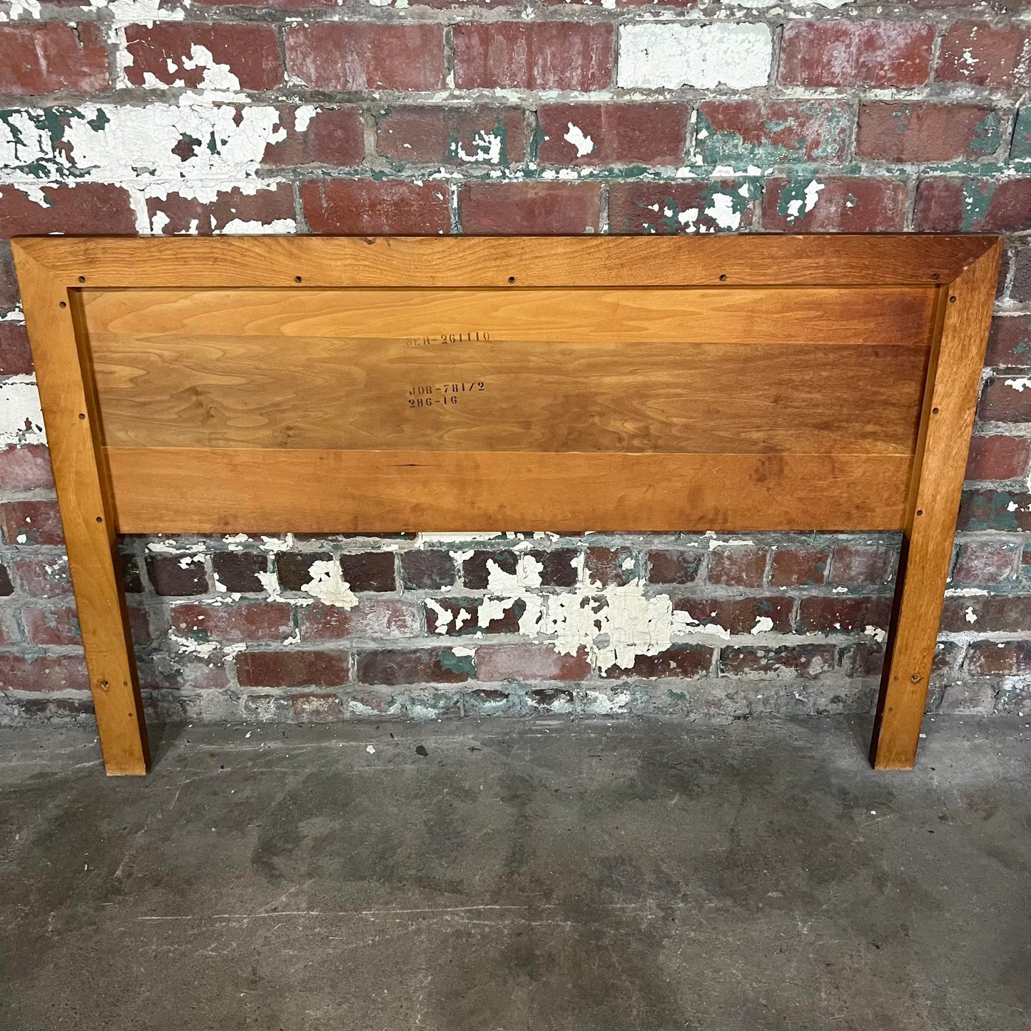 Mid Century Modern Full Size Headboard Walnut Brass Trim