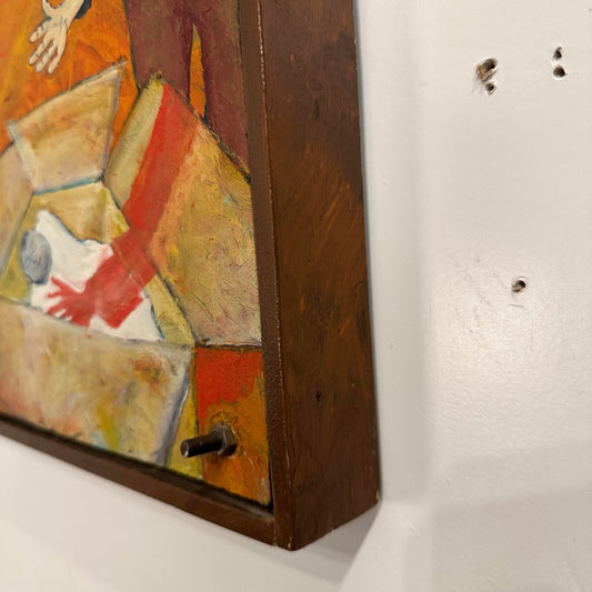 R W Multi Dimensional Modernist Surreal Painting Assemblage Figures