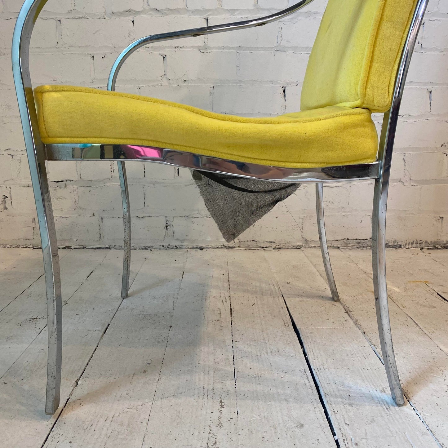 Mid 20th Century Yellow and Chrome Dining Chairs in the Style of Milo Baughman - Set of 4