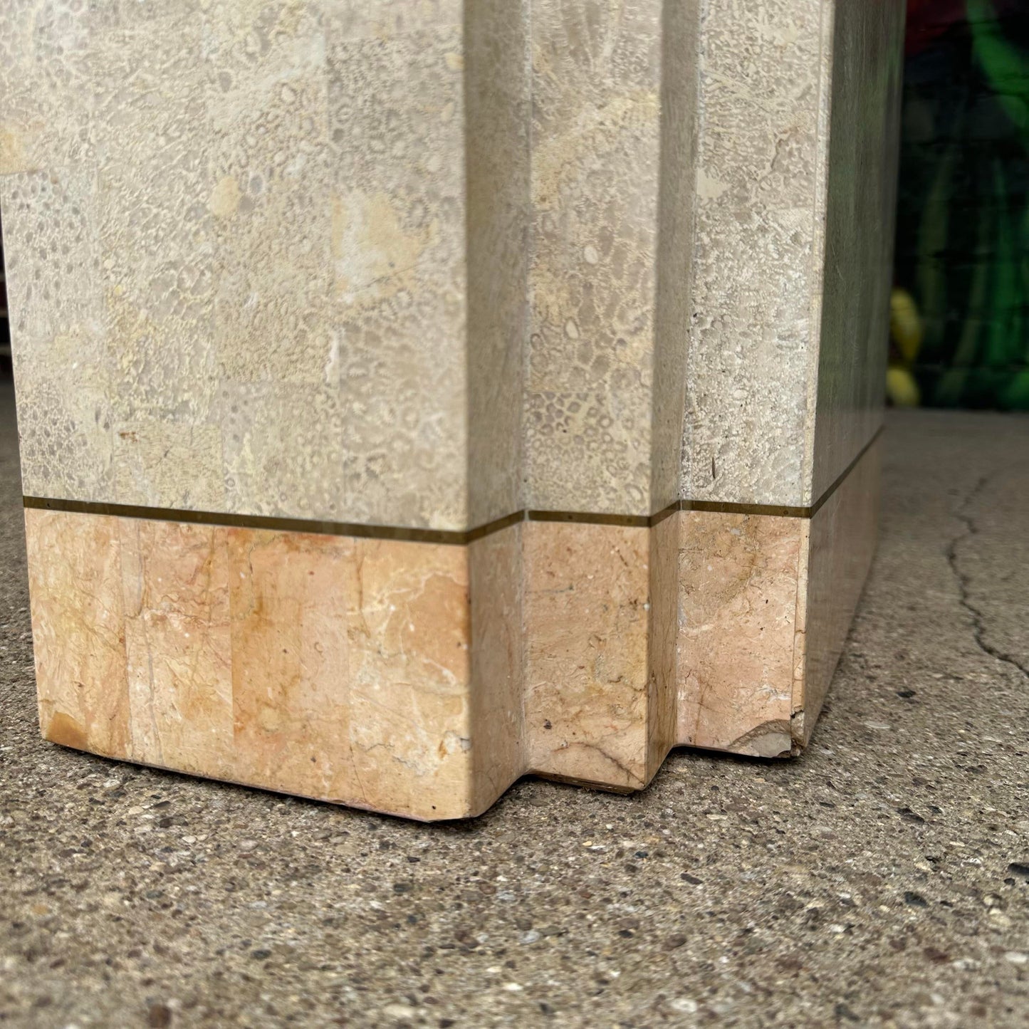 Maitland-Smith Tessellated Marble Stone Pedestal