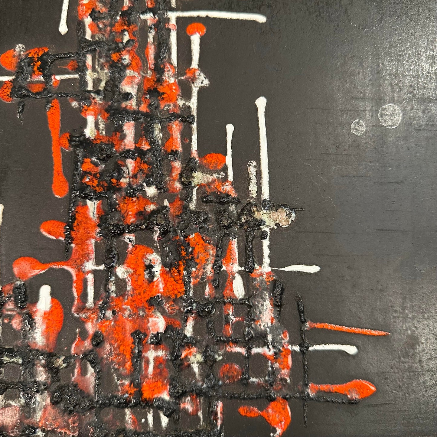 Mid Century Modern Abstract Brutalist Glaze on Slate Tile