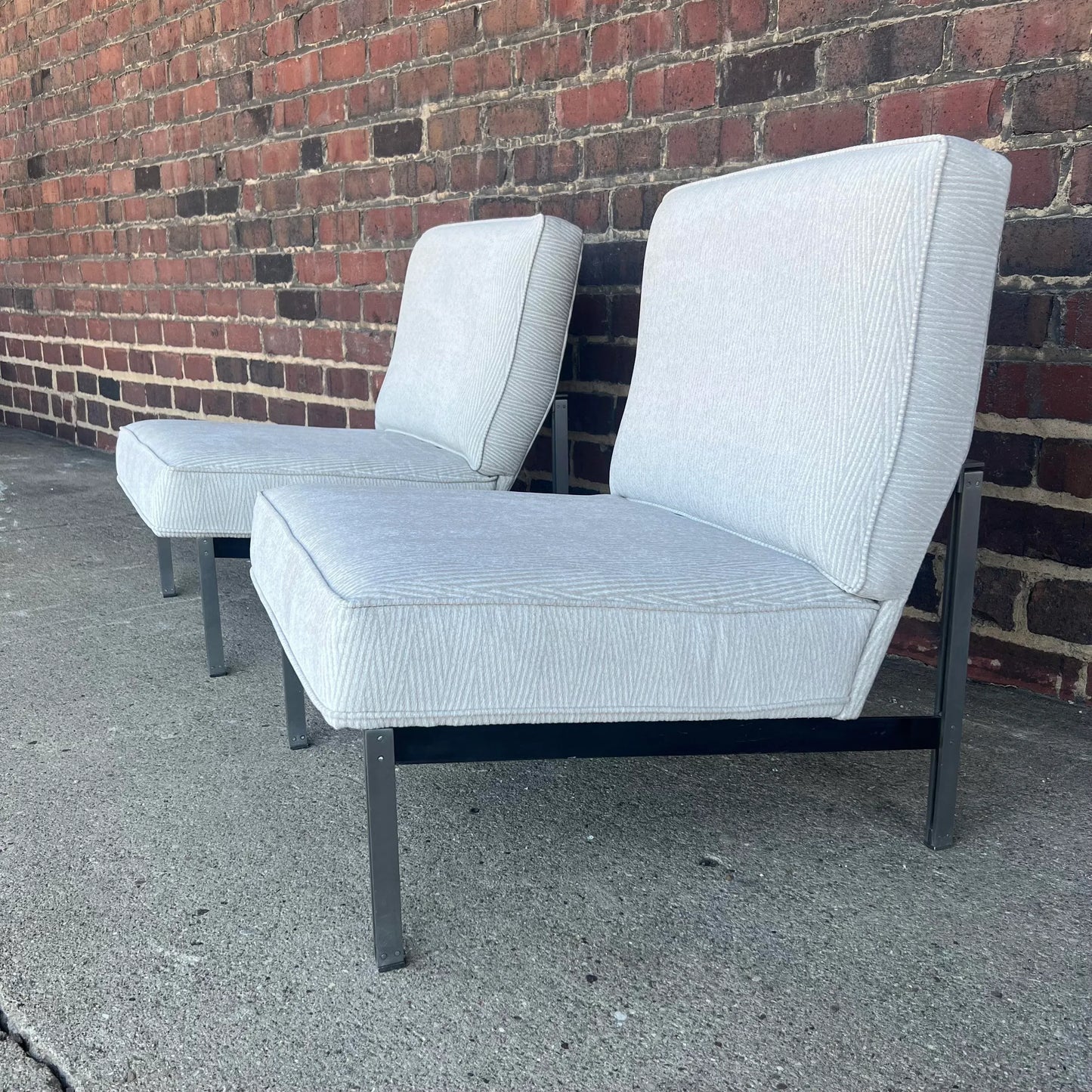 Pair of Knoll Parallel Bar Slipper Chairs Reupholstered
