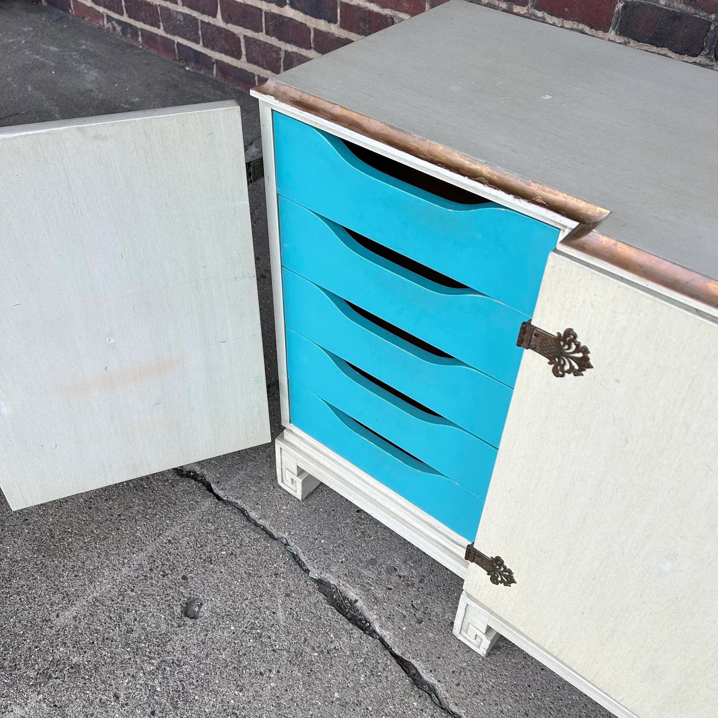 Modern Credenza With Greek Key Legs