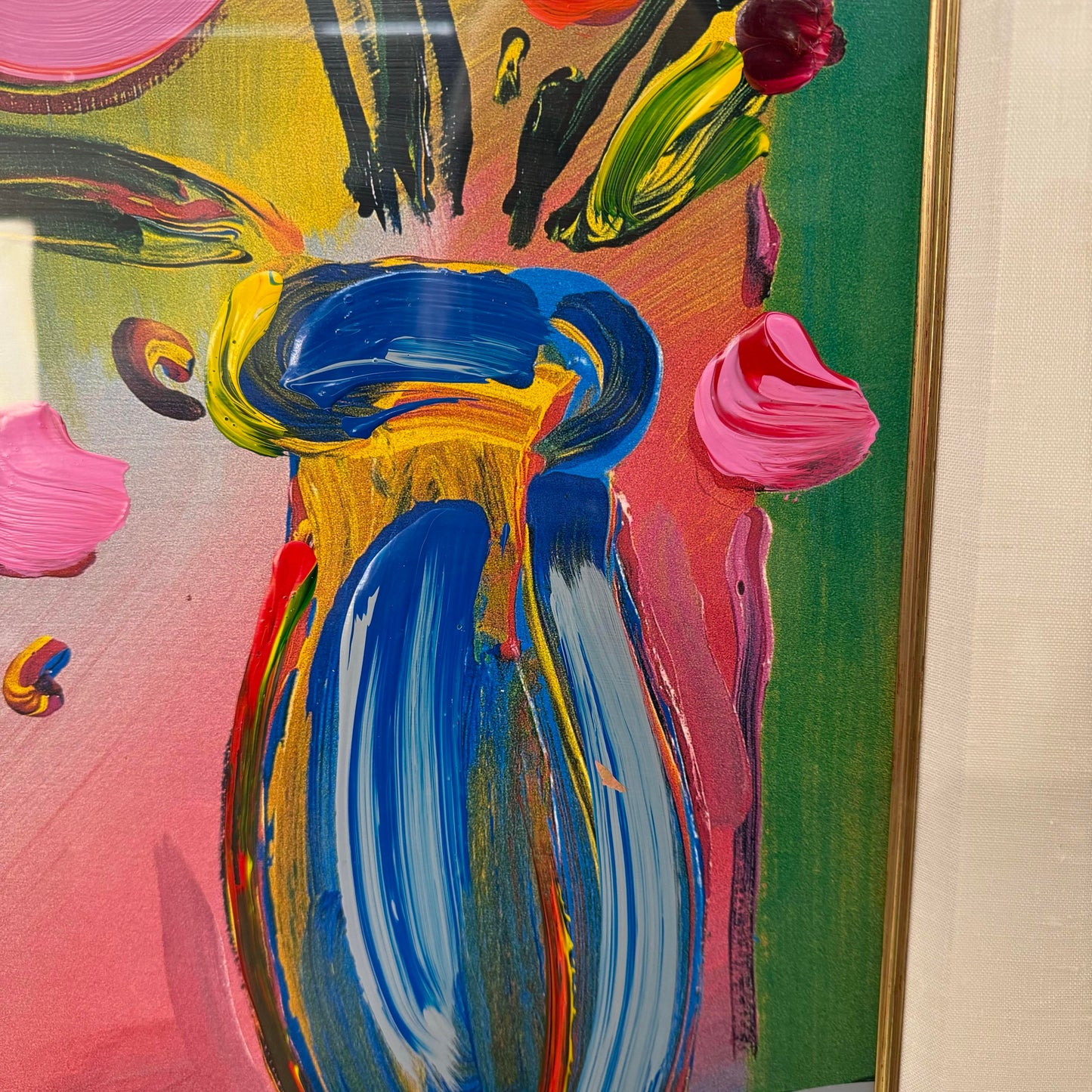 Peter Max, Faciliti-Link: Flowers, Mixed Media Painting With Acrylic and Lithography on Paper