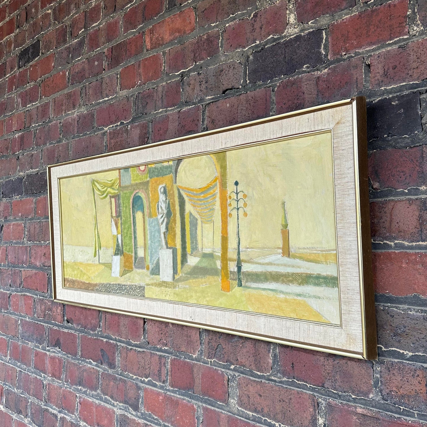 Mid-Century Modern Cityscape Painting by Robert C. Brisley