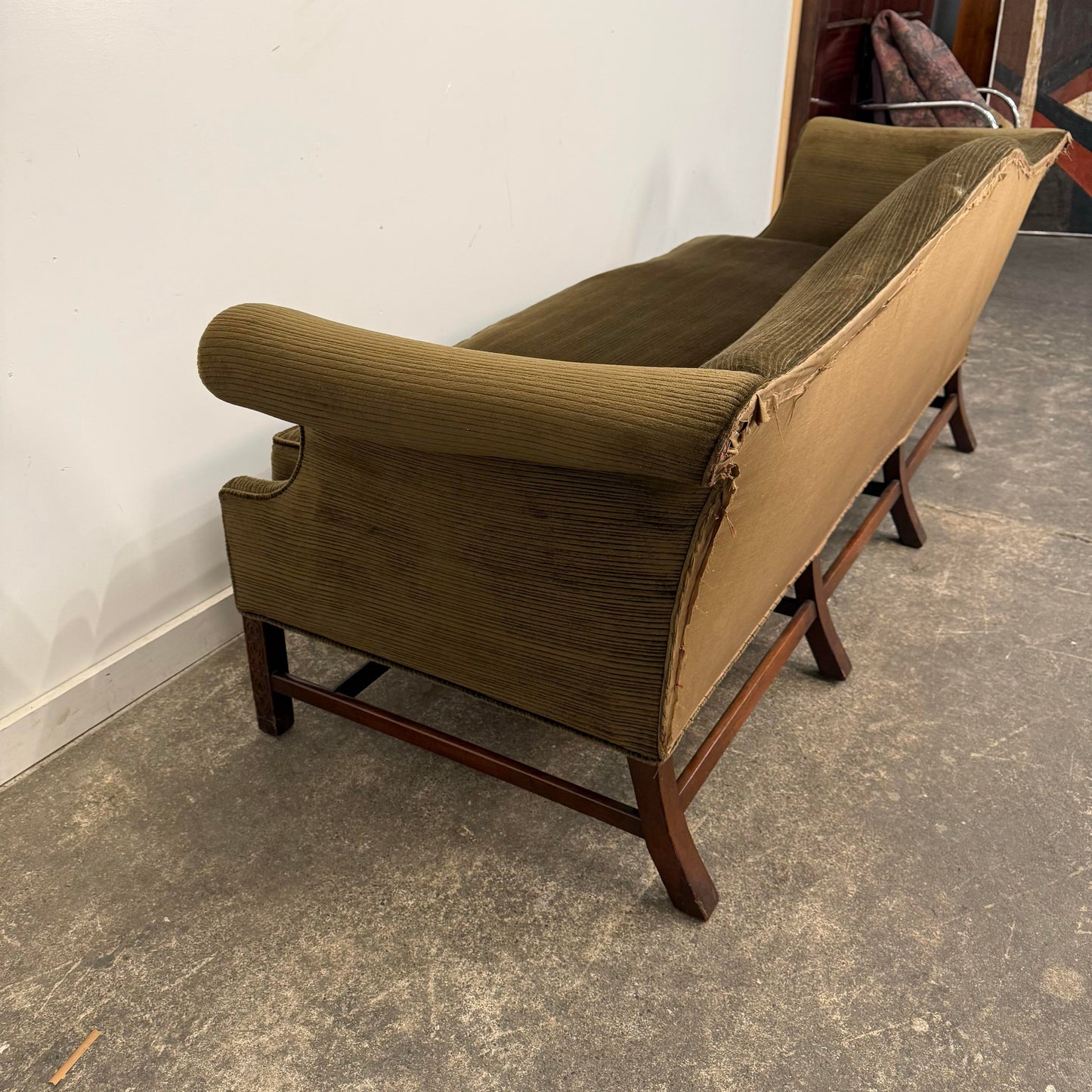Antique English Chippendale Style Camelback Sofa