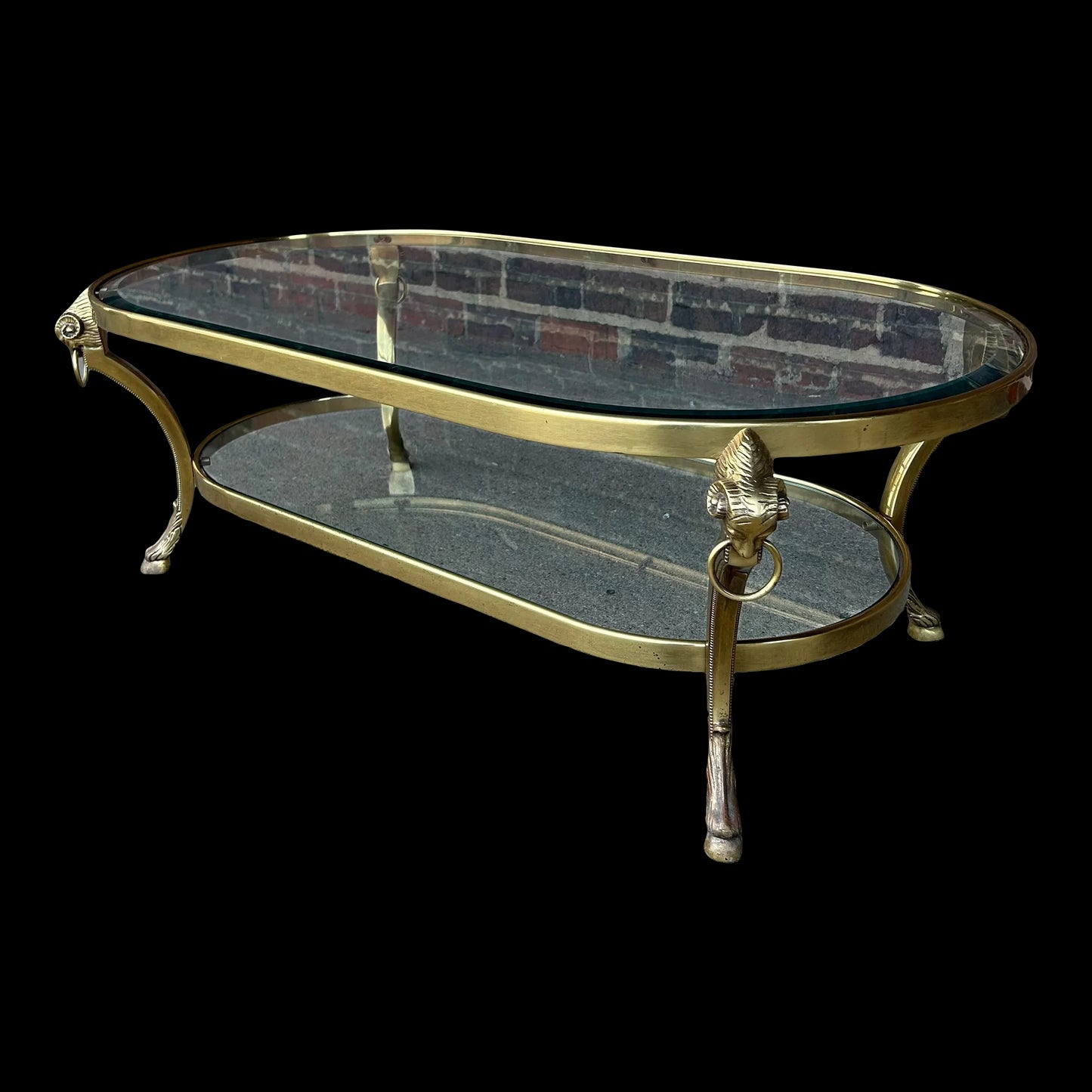 Maison Jansen Brass and Glass Coffee Table