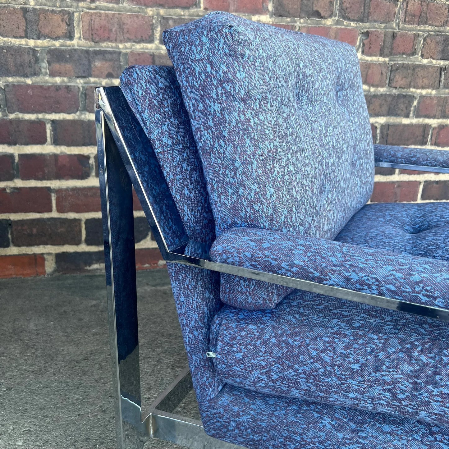 Pair of 80s Cy Mann Chrome Based Club Chairs Milo Baughman Style