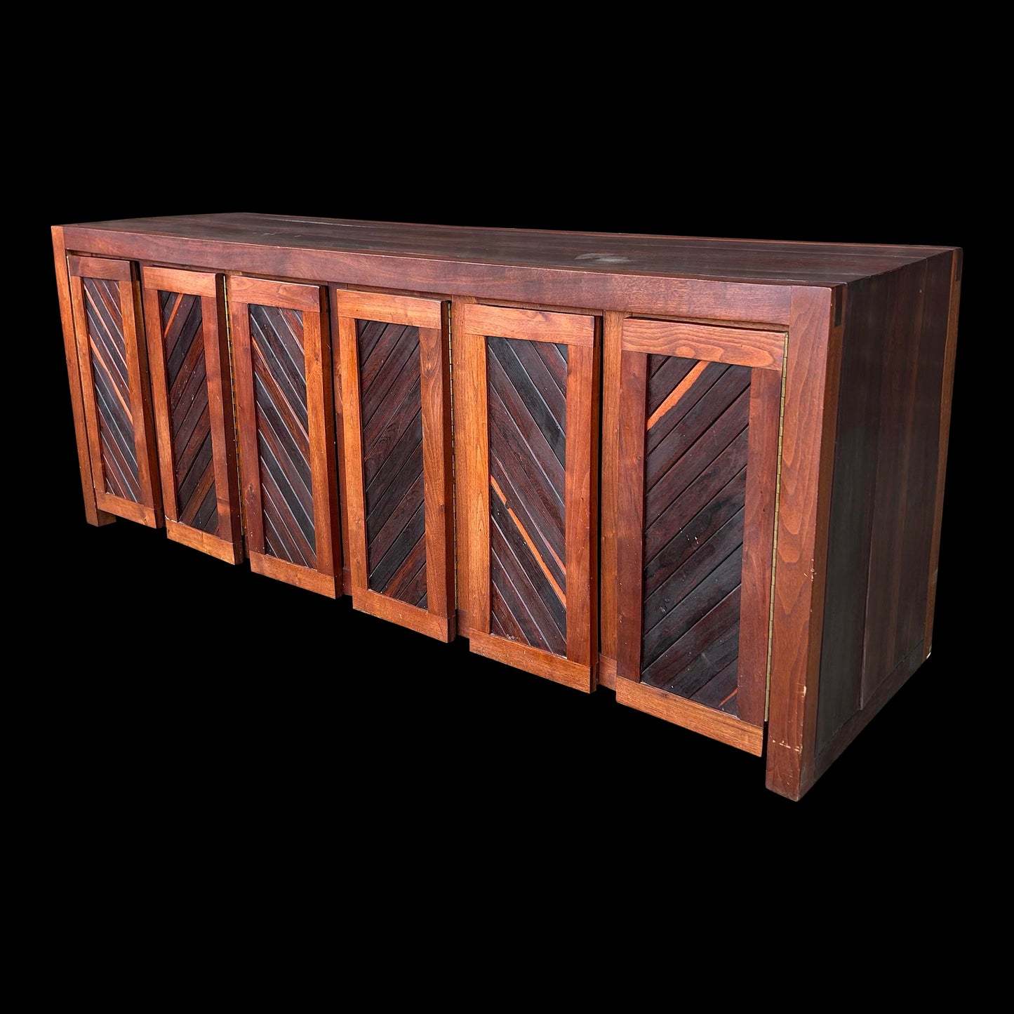 Signed Studio-Made Solid Rosewood and Walnut Credenza by Jeffrey Greene