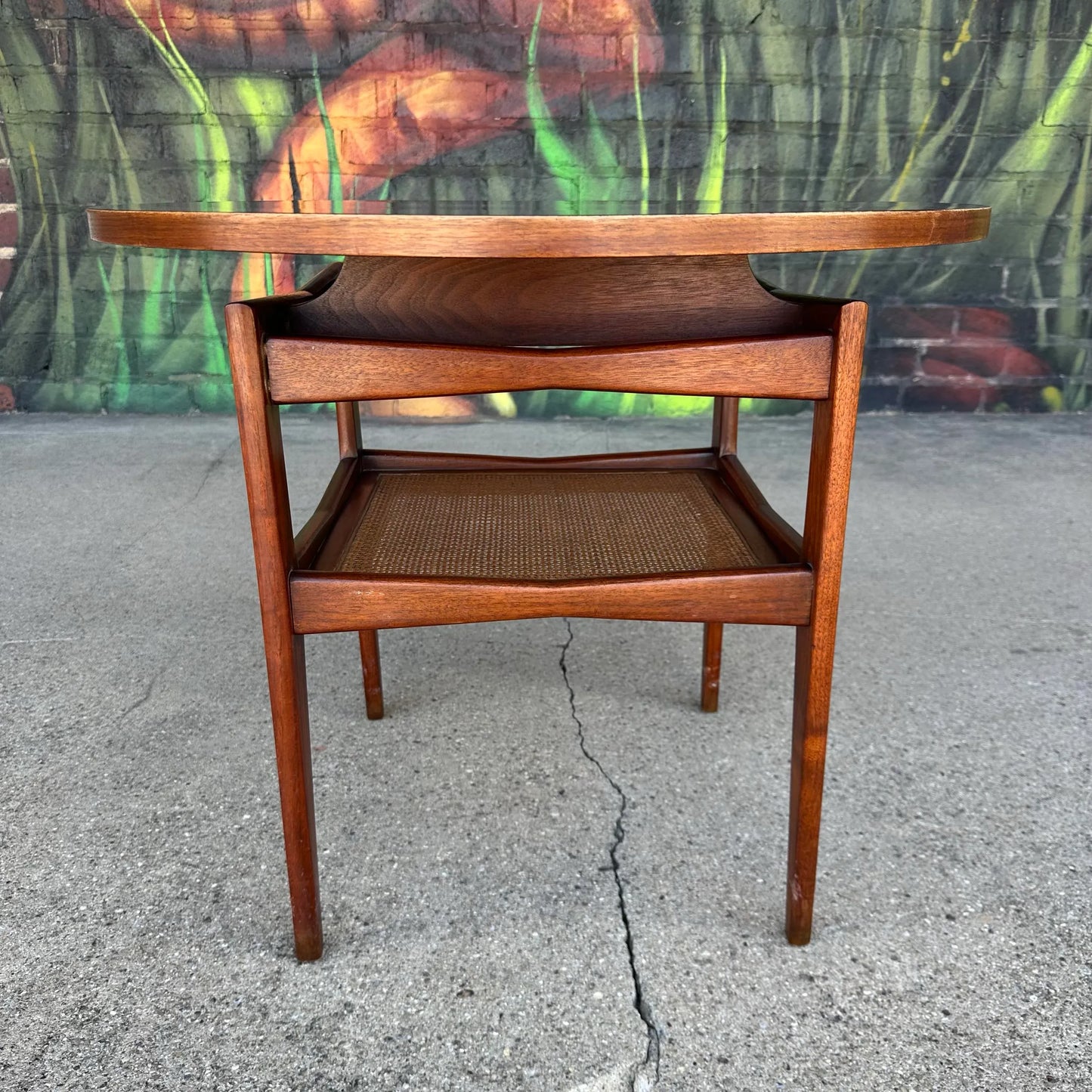 Jens Risom Two Two-Tiered Caned Side Table