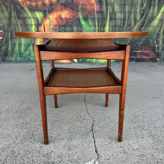 Jens Risom Two Two-Tiered Caned Side Table