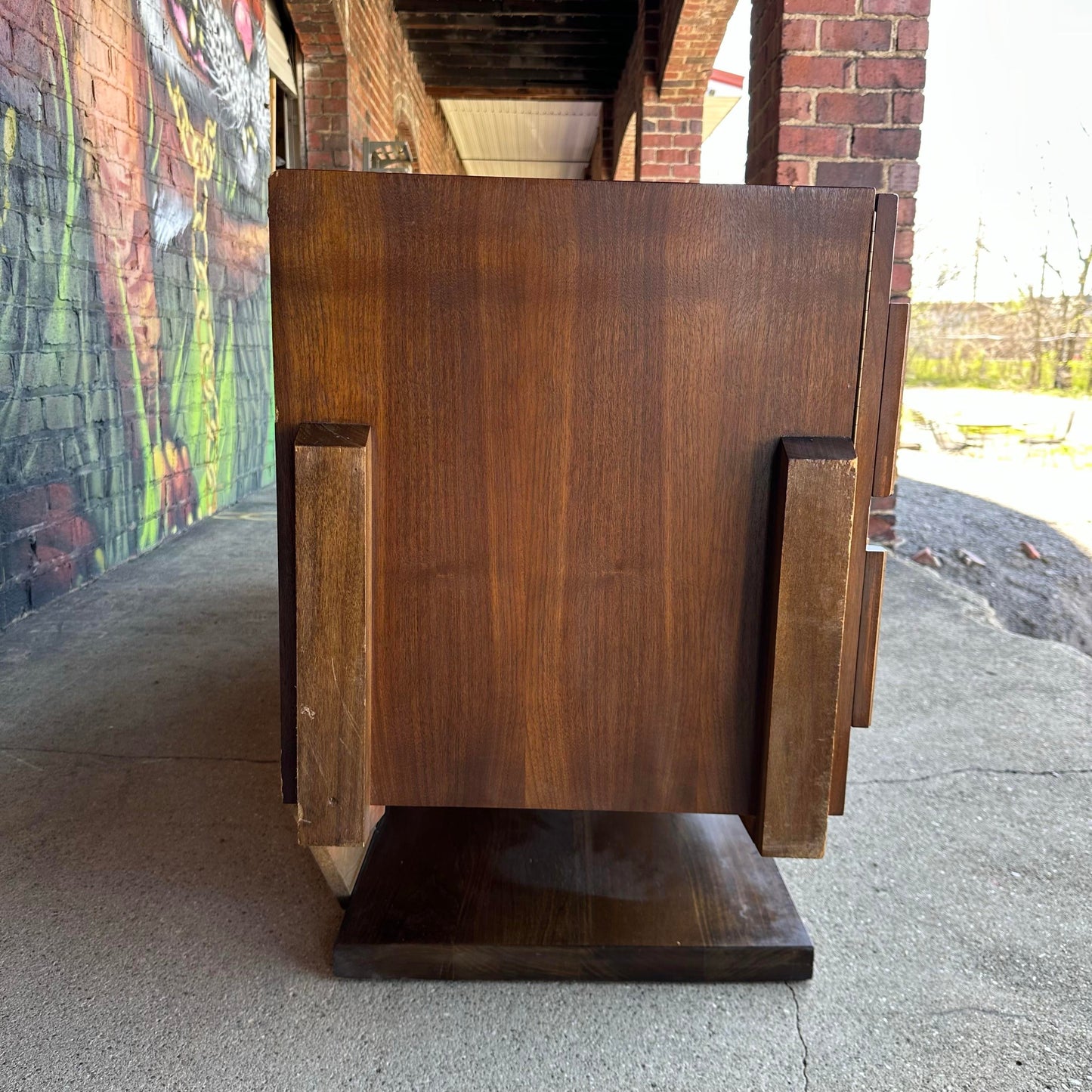 Mid Century Modern Brutalist Walnut Credenza