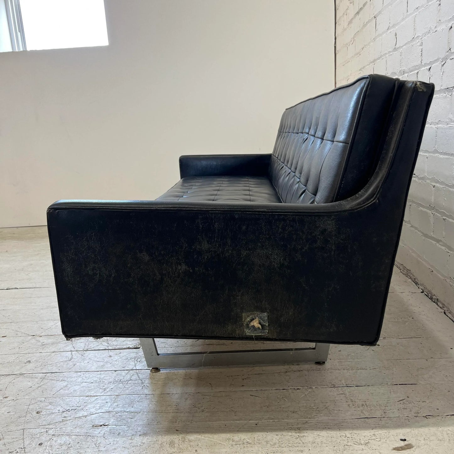 Prestige Leather Sofa With Chrome Legs