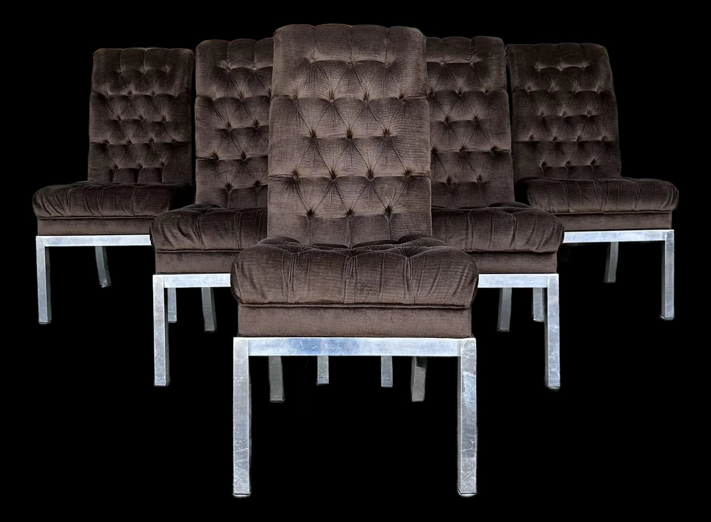 Set of Six Vintage Dia Style Dining Chairs Mid Century Modern Aluminum