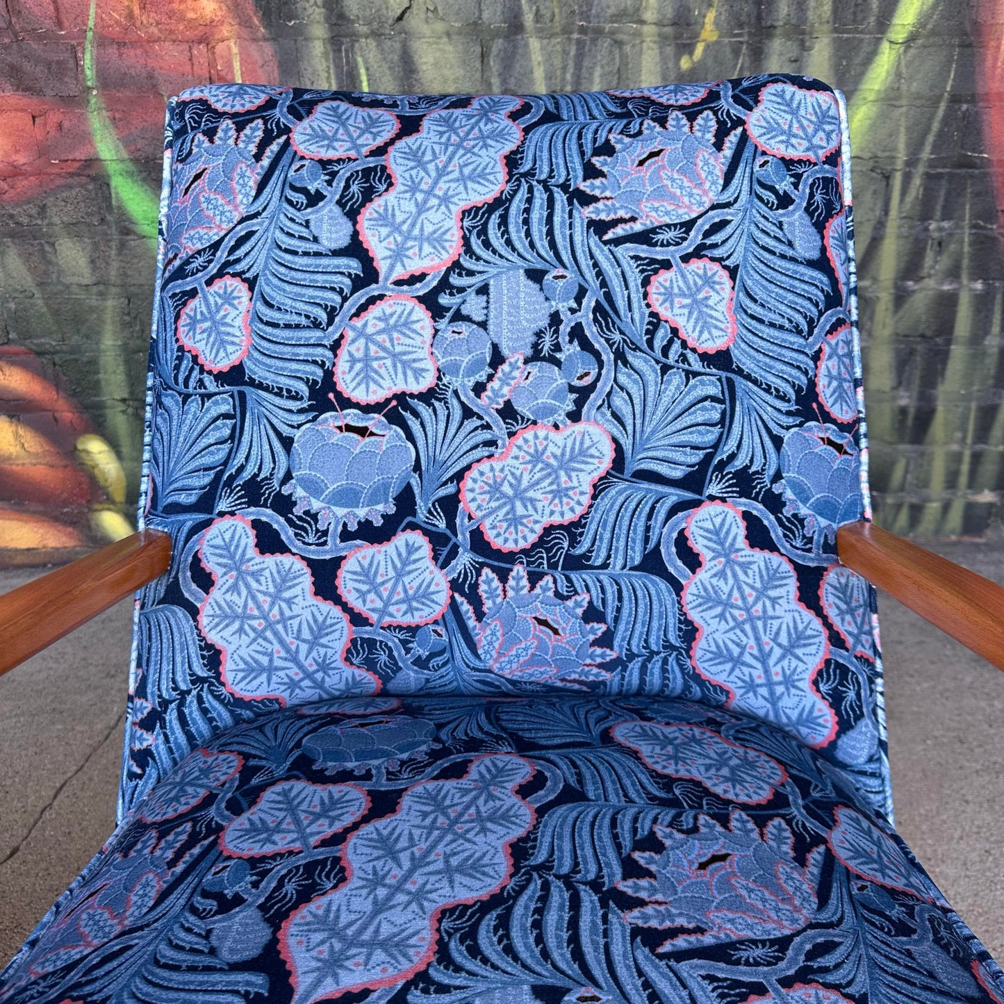 Pair of Mid Century Modern Klaus Haapaniemi & Co. Iceflower Blue Fabric Chairs
