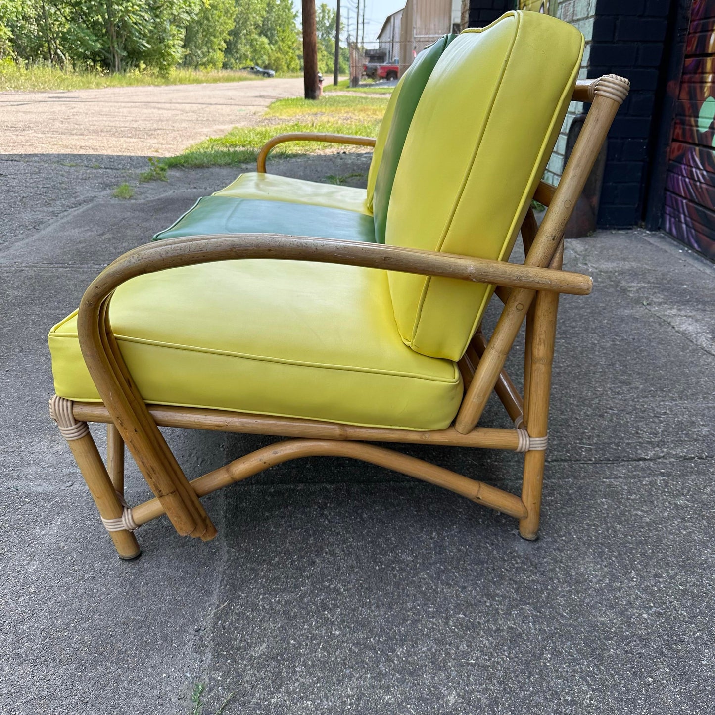 Mid Century Modern Bamboo Sectional Sofa
