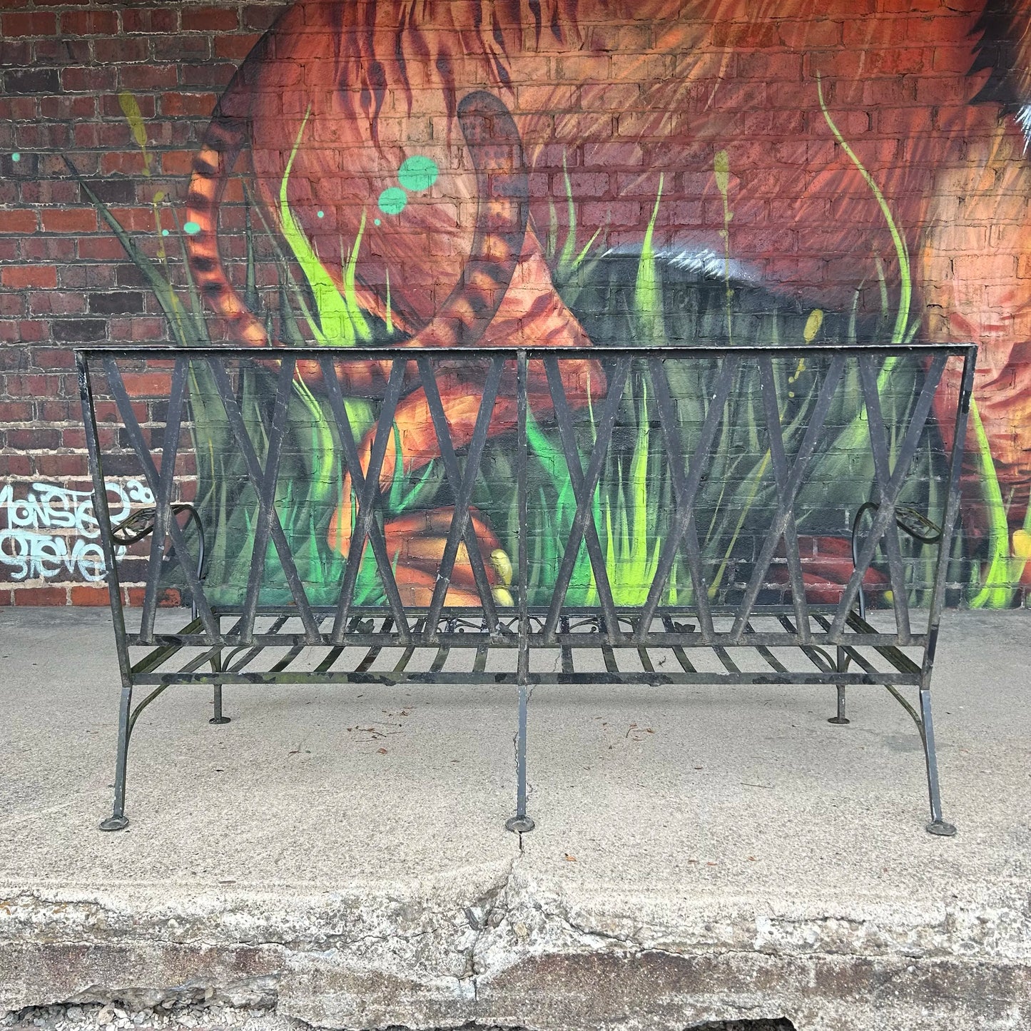 Mid 20th Century Early Heavy Weight Salterini Wrought Iron Patio Sofa, Attributed