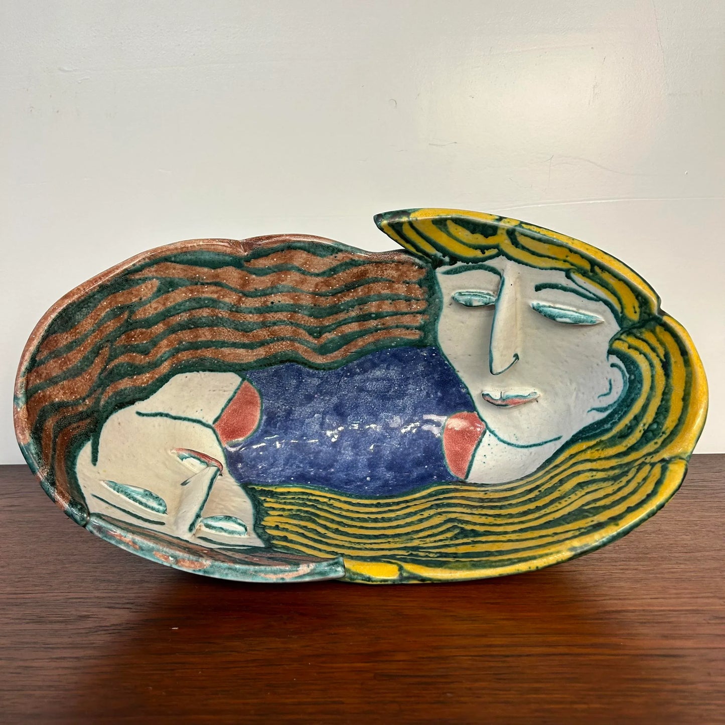 Large Ceramic Bowl Titled “Portrait Bowl” Signed by Andrea Gill