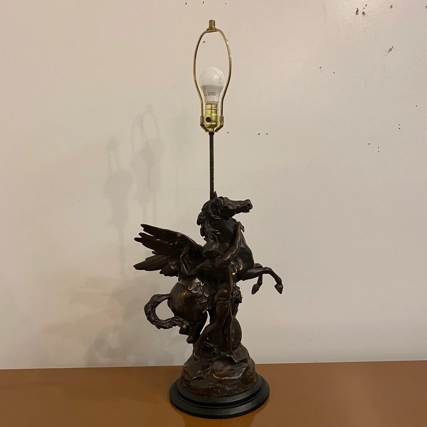 Emile Picault Bronze Sculpted Pegasus Lamp