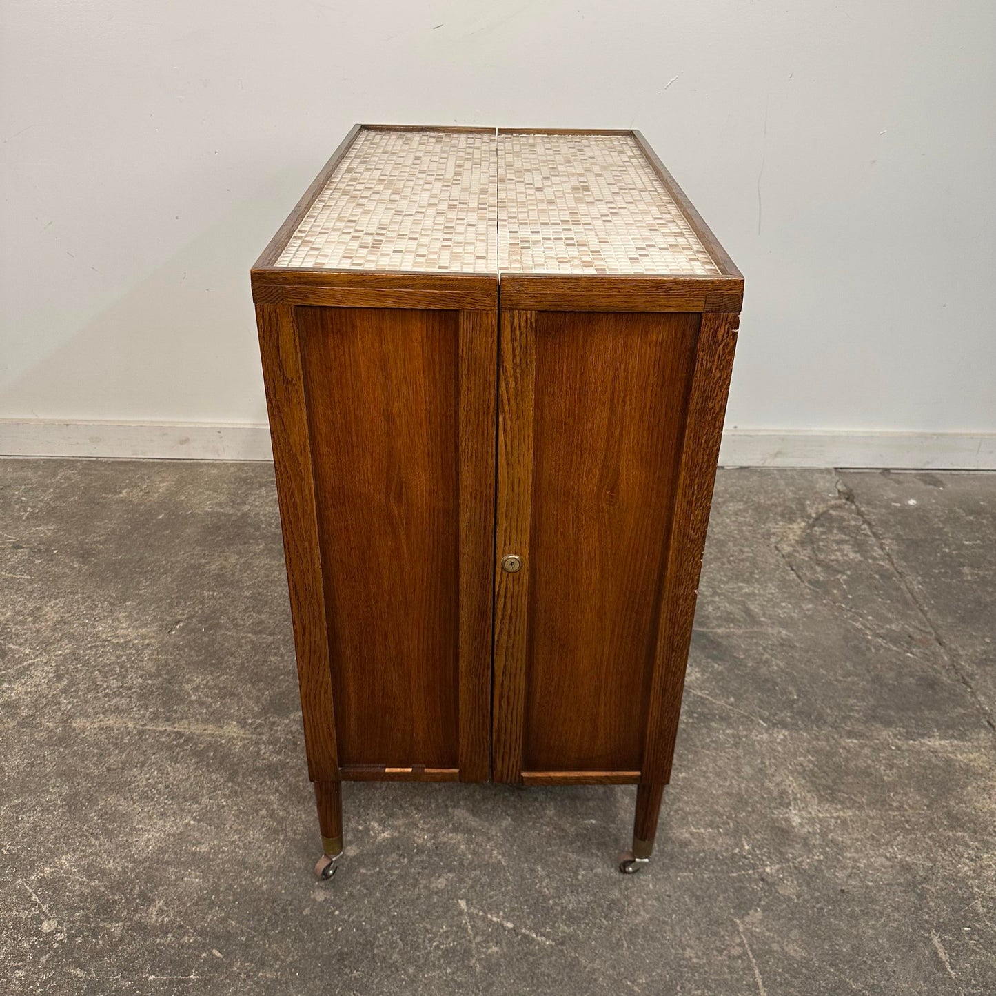 Mosaic Tile Folding Bar Cart by Henry Glass for Saginaw Furniture