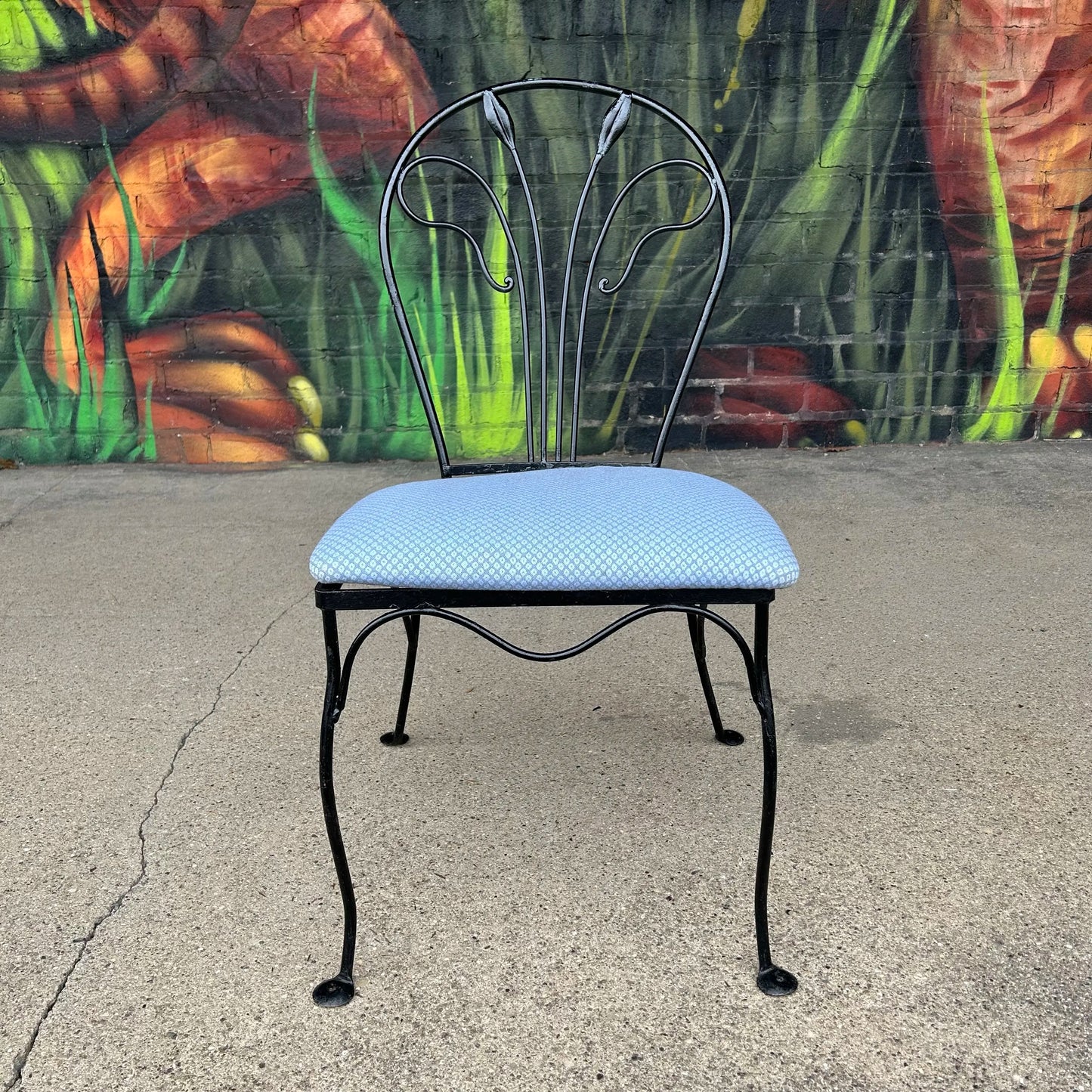 Mid 20th Century Salterini Outdoor Dining Chair Flower Stem Design, Attributed