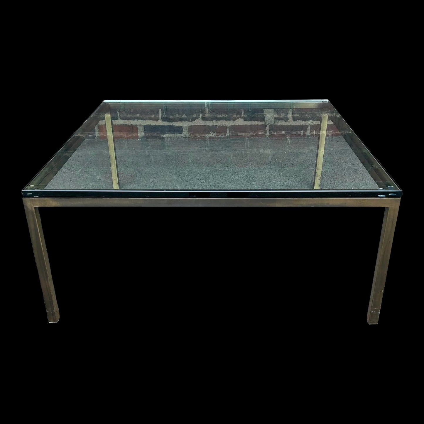 Mid Century Modern Square Bonze and Glass Coffee Table Knoll Style