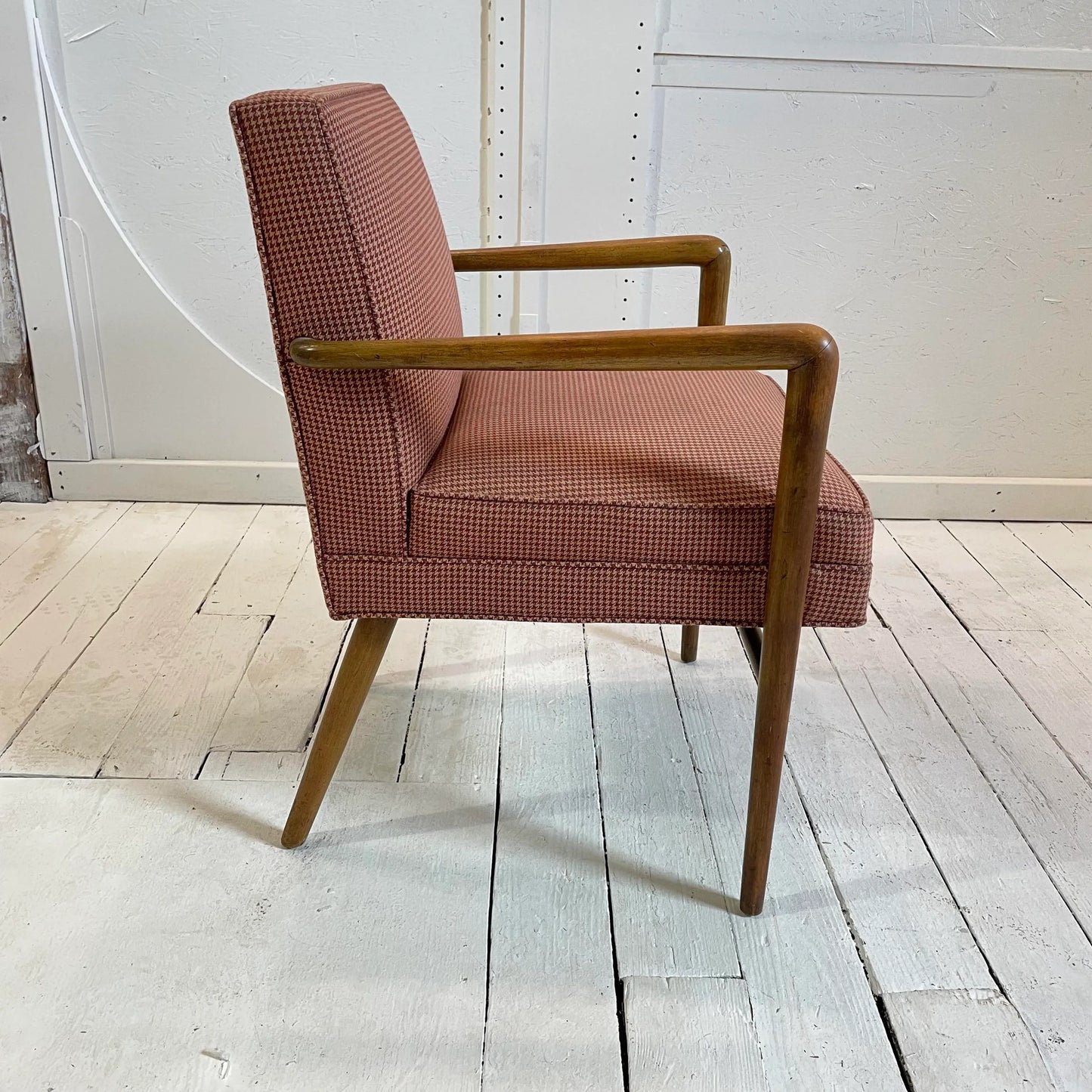 Mid 20th Century Red Checked Fabric Chair