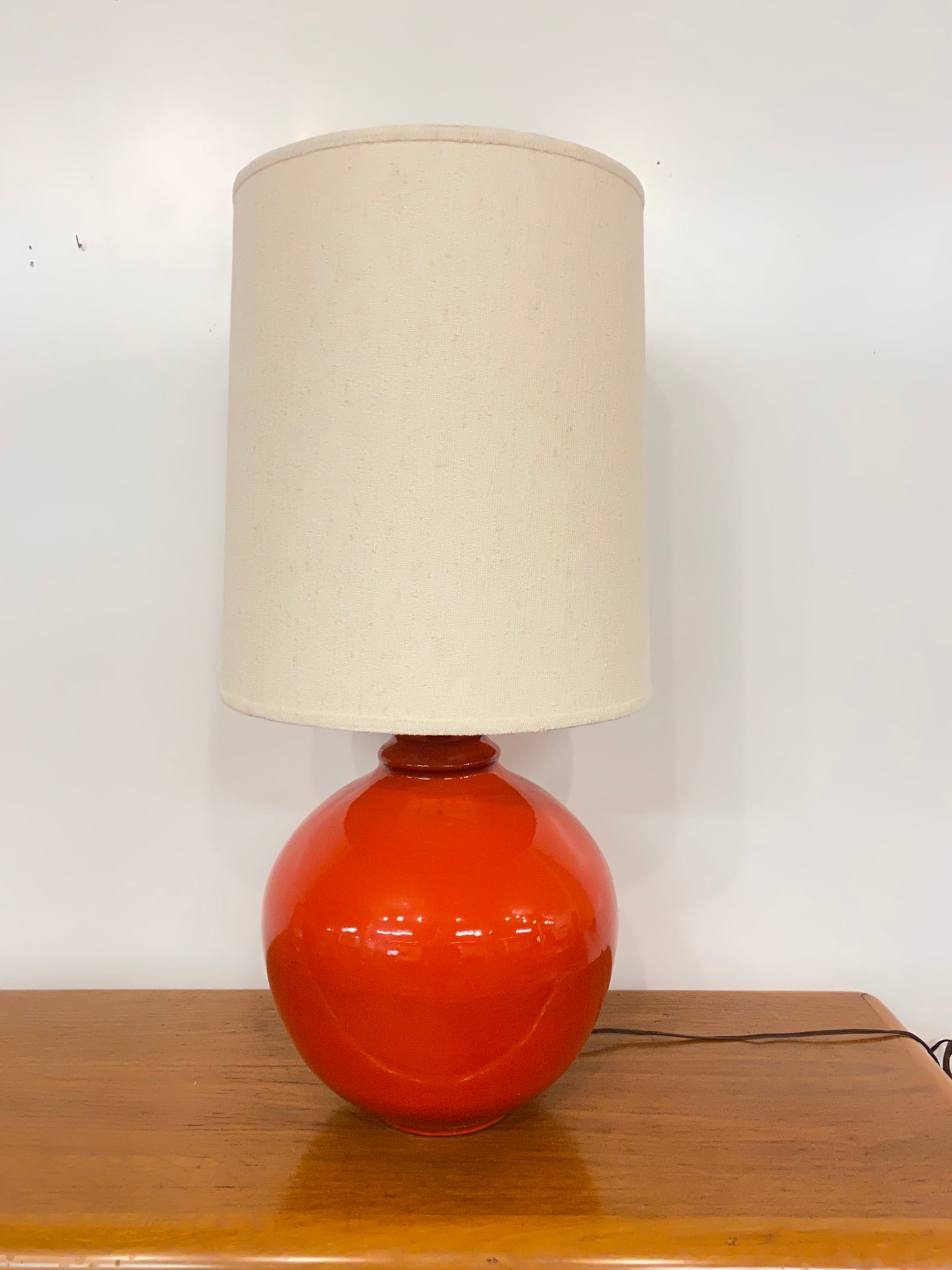 1960s Large Mid-Century Modern Red Table Lamp