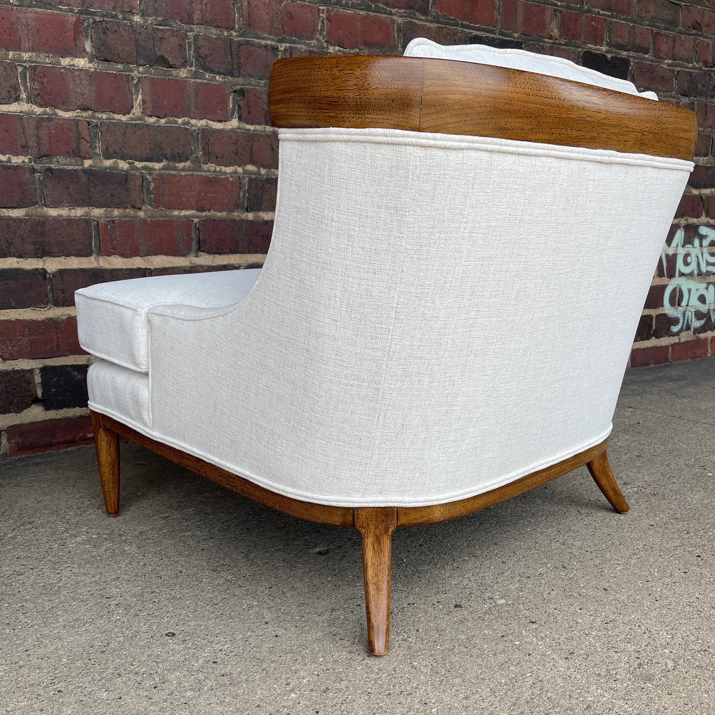 Tomlinson Sophisticate Slipper Chairs Refinished and Reupholstered in Crypton Fabric