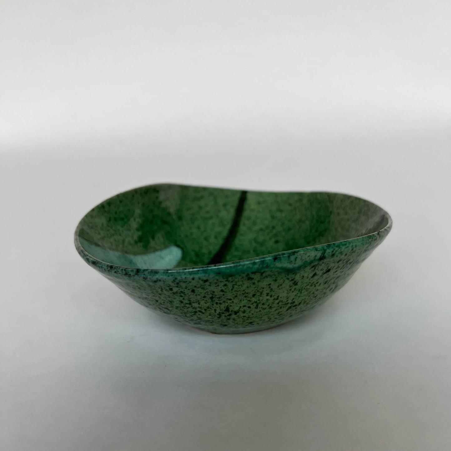Beautifully Shaped Ceramic Dish With Bird Design Blue Green Teal Signed