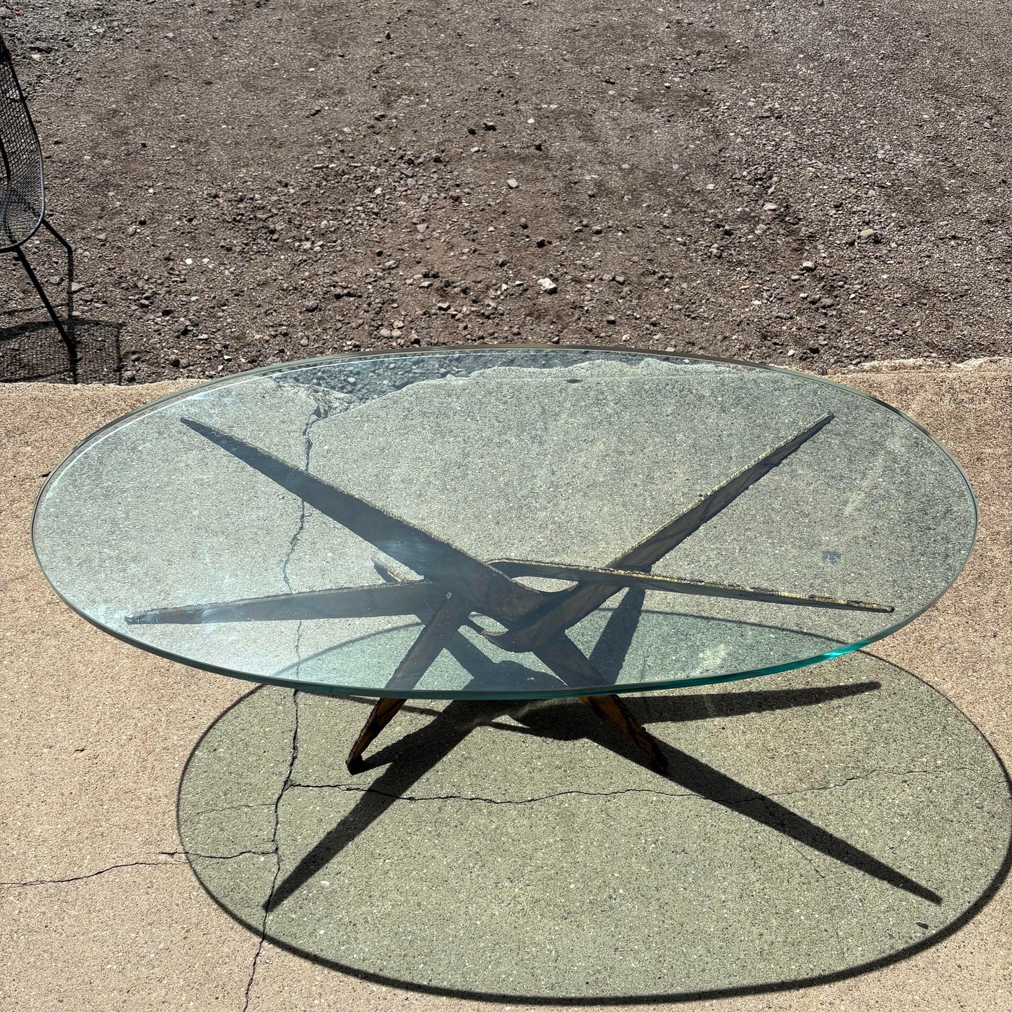 Mid Century Modern Silas Seandel Style Brutalist Torch Cut Cocktail Coffee Table