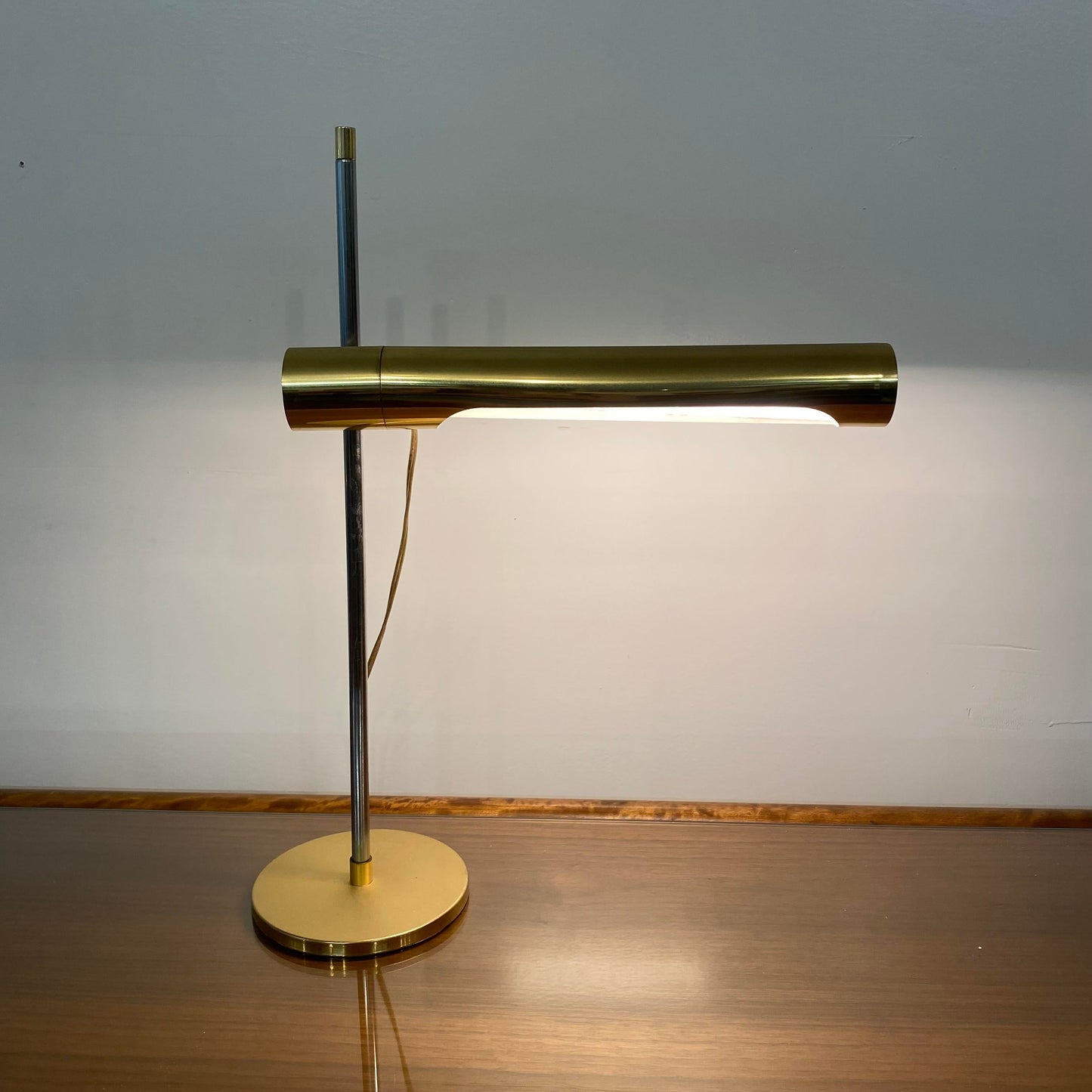 1970s Brass and Chrome Telescoping Desk Lamp