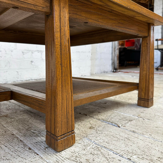 Ranch Oak Coffee Table Rectangle With Blue Tile Top