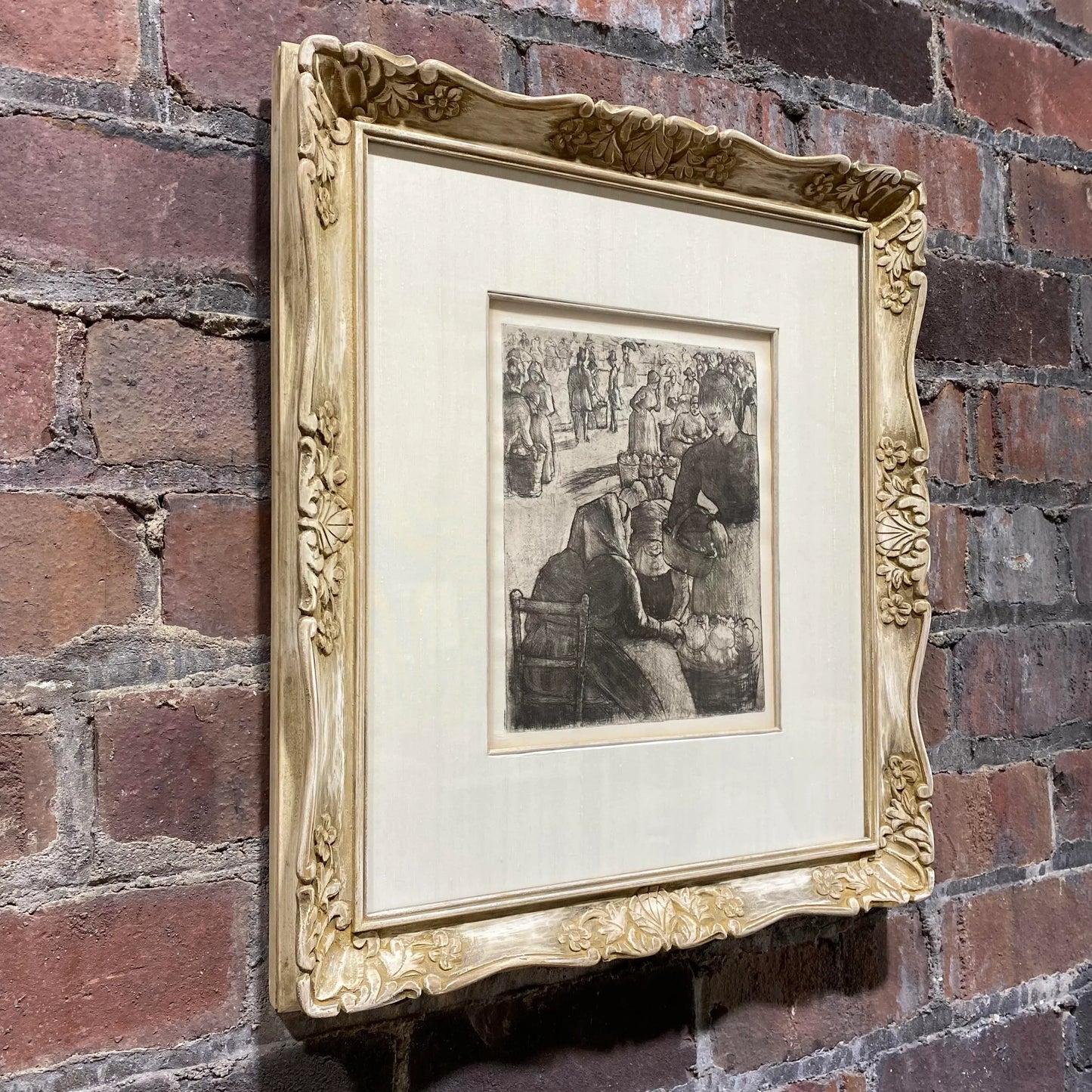 After Camille Pissarro Art Framed Signed Cleveland Ohio Info Tag on Back