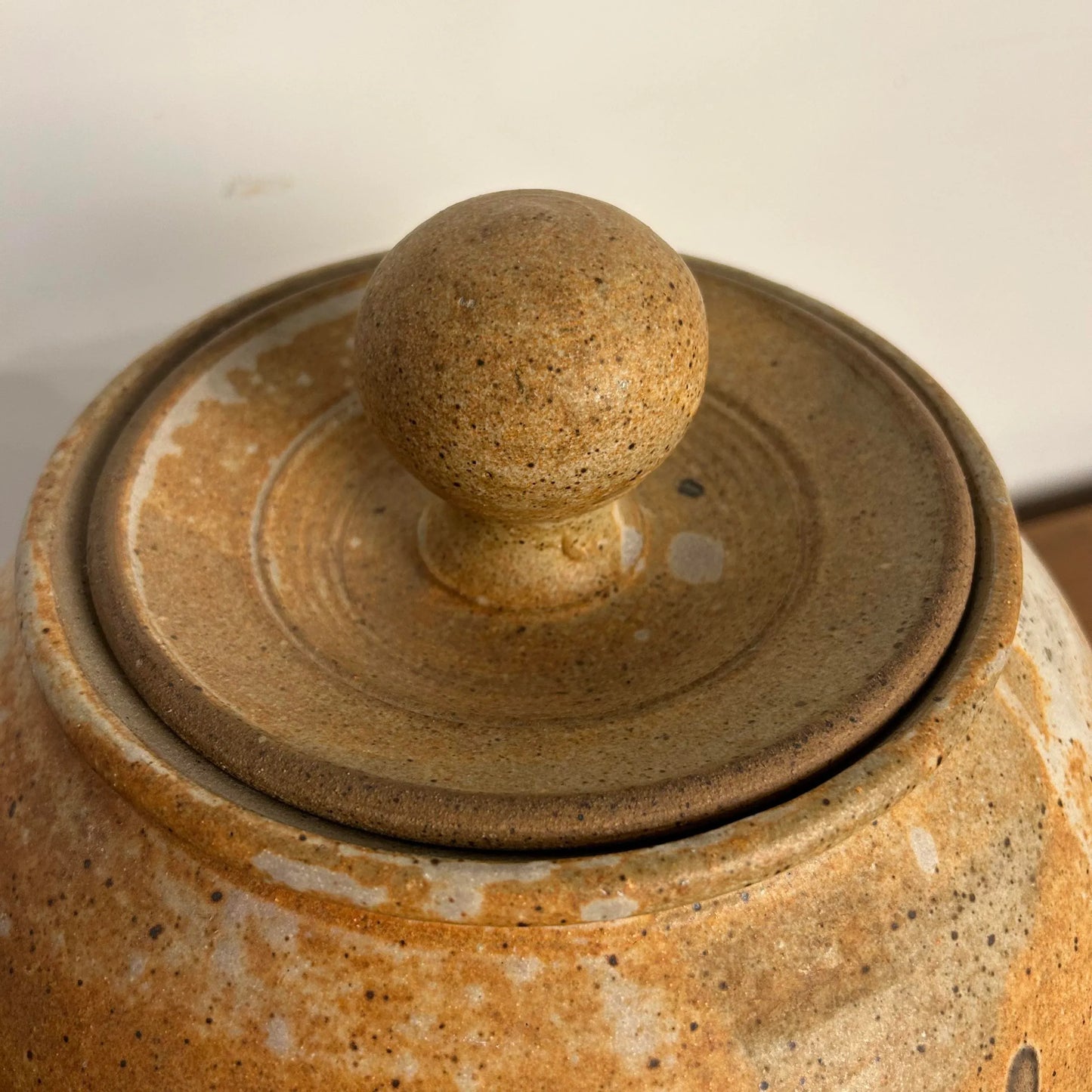 Large Lidded Ceramic Glazed Jar