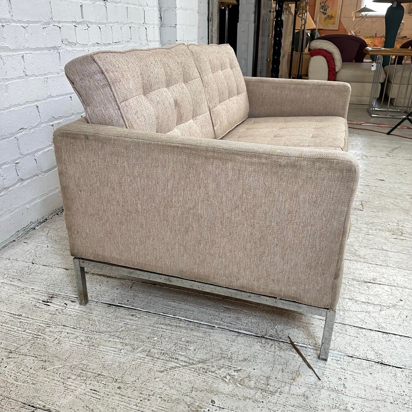 Mid Century Modern Florence Knoll Relaxed Two Seater Sofa Loveseat for Reupholstery