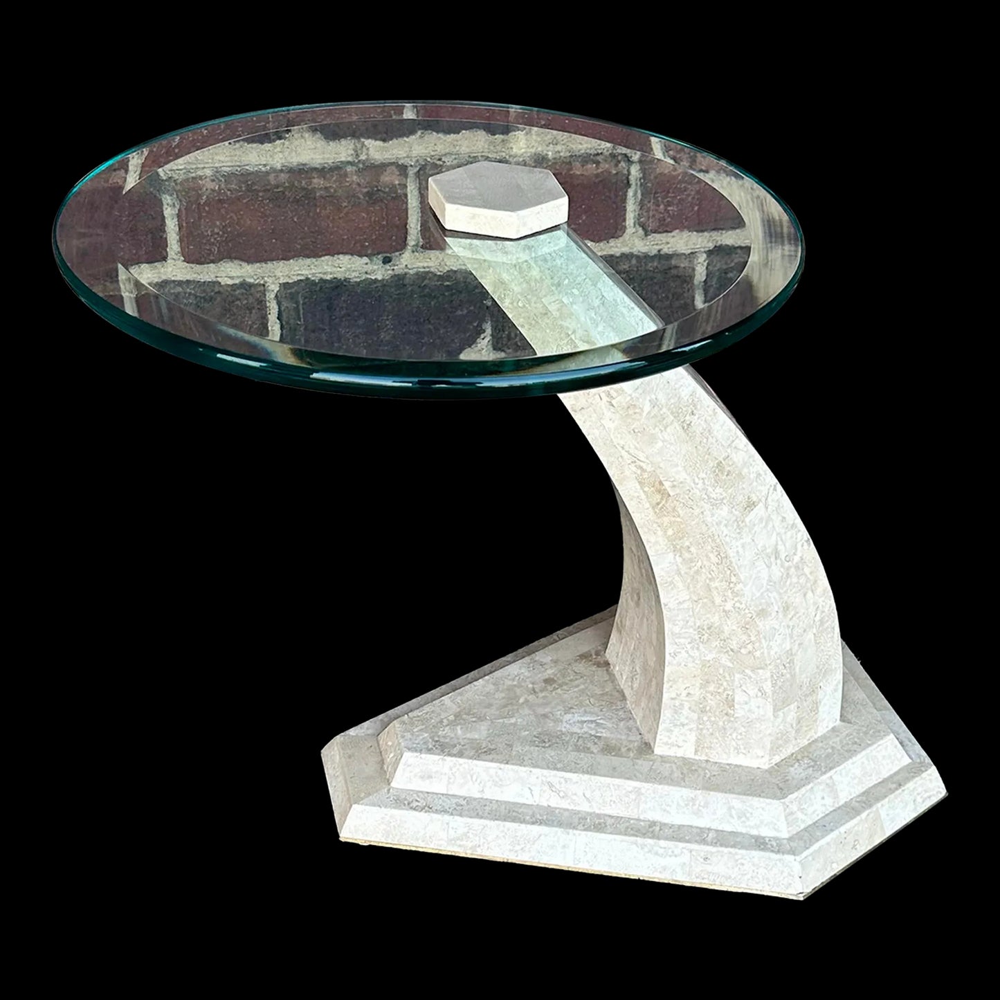 Maitland Smith Glass and Tessellated Marble Side Table