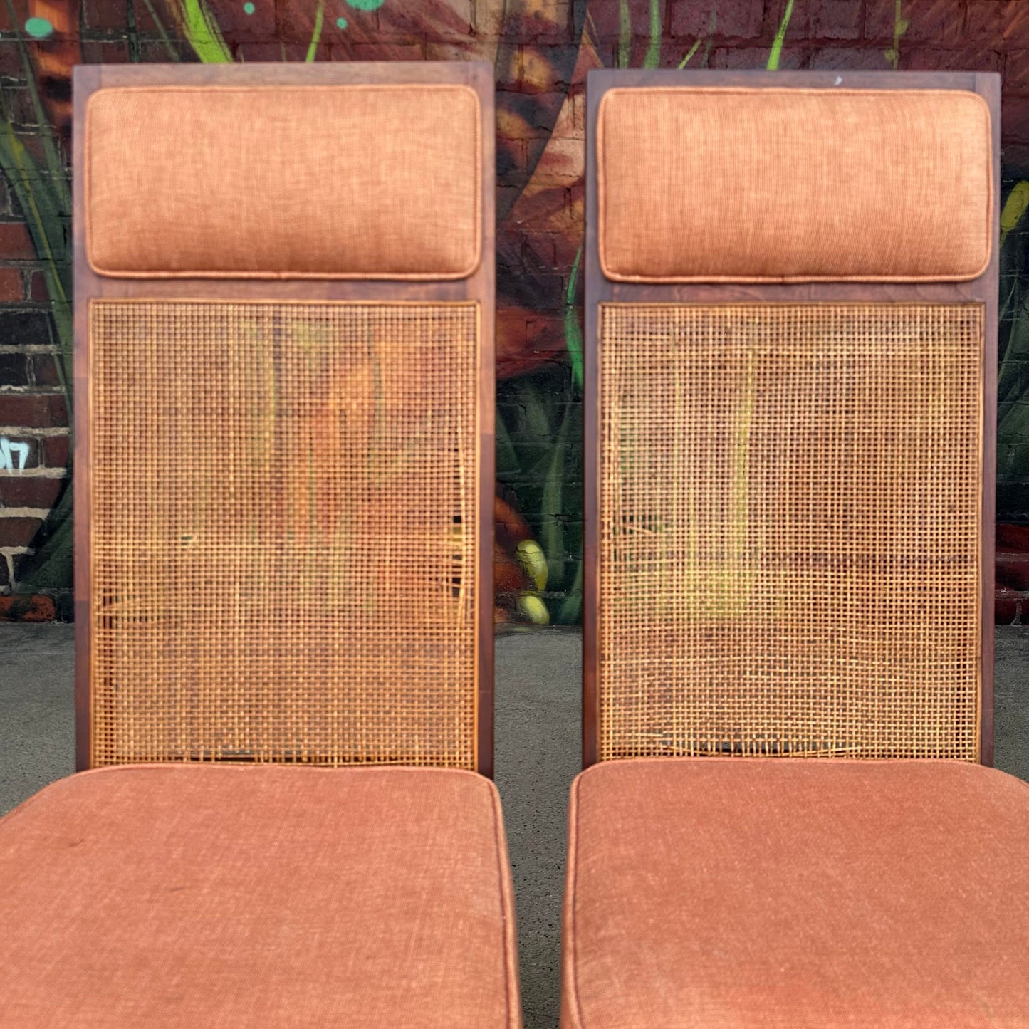 Mid 20th Century Set of 8 Cane High Back Dining Chairs