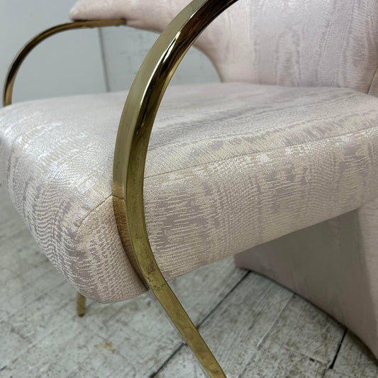 Pair of Carson’s Art Deco Hollywood Regency Brass Arm Cantilever Chairs