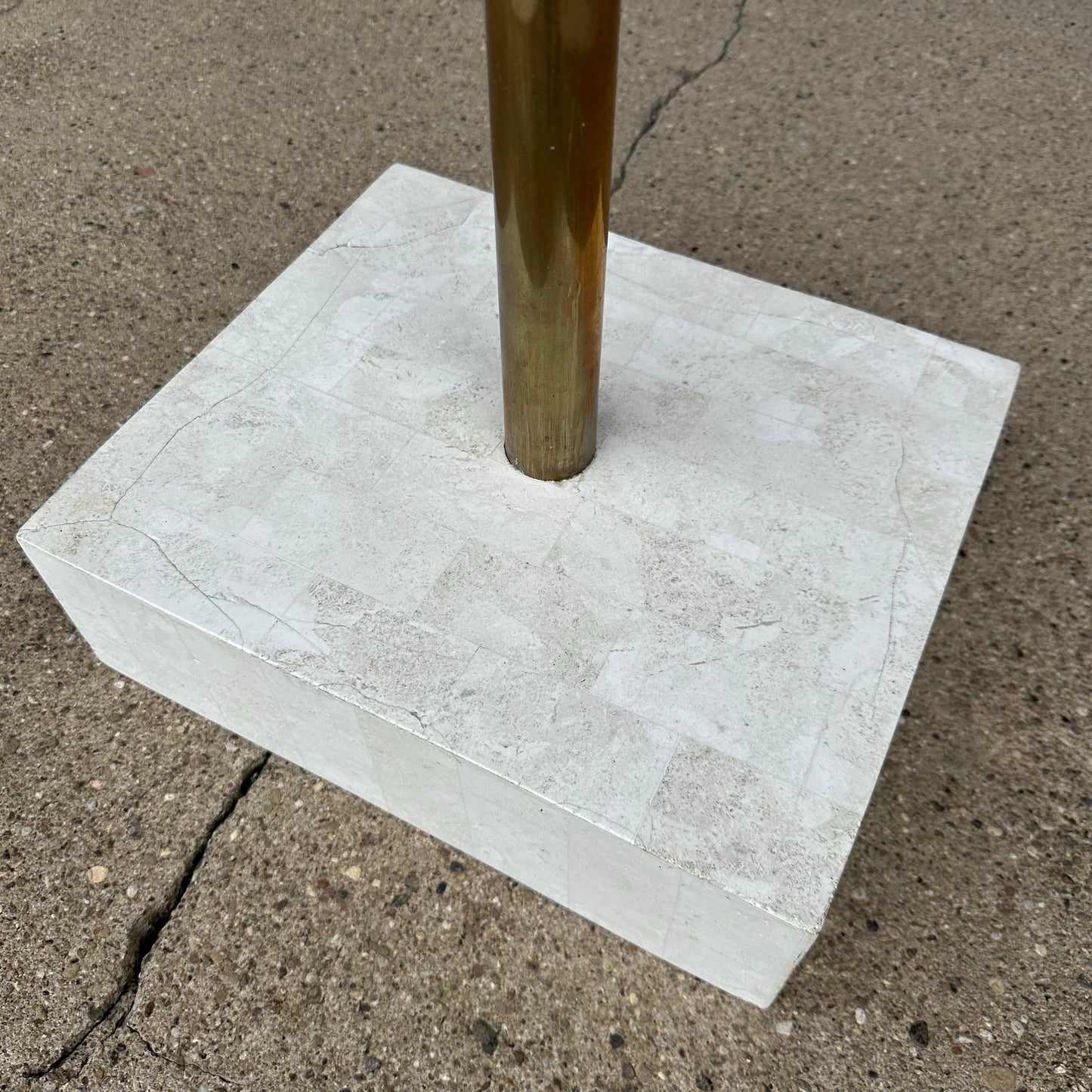 Large Maitland Smith Tessellated Marble Crane Sculpture 71 Inches Tall