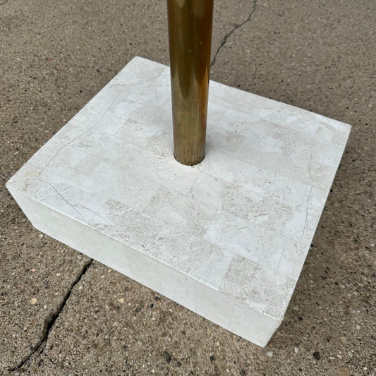 Large Maitland Smith Tessellated Marble Crane Sculpture 71 Inches Tall