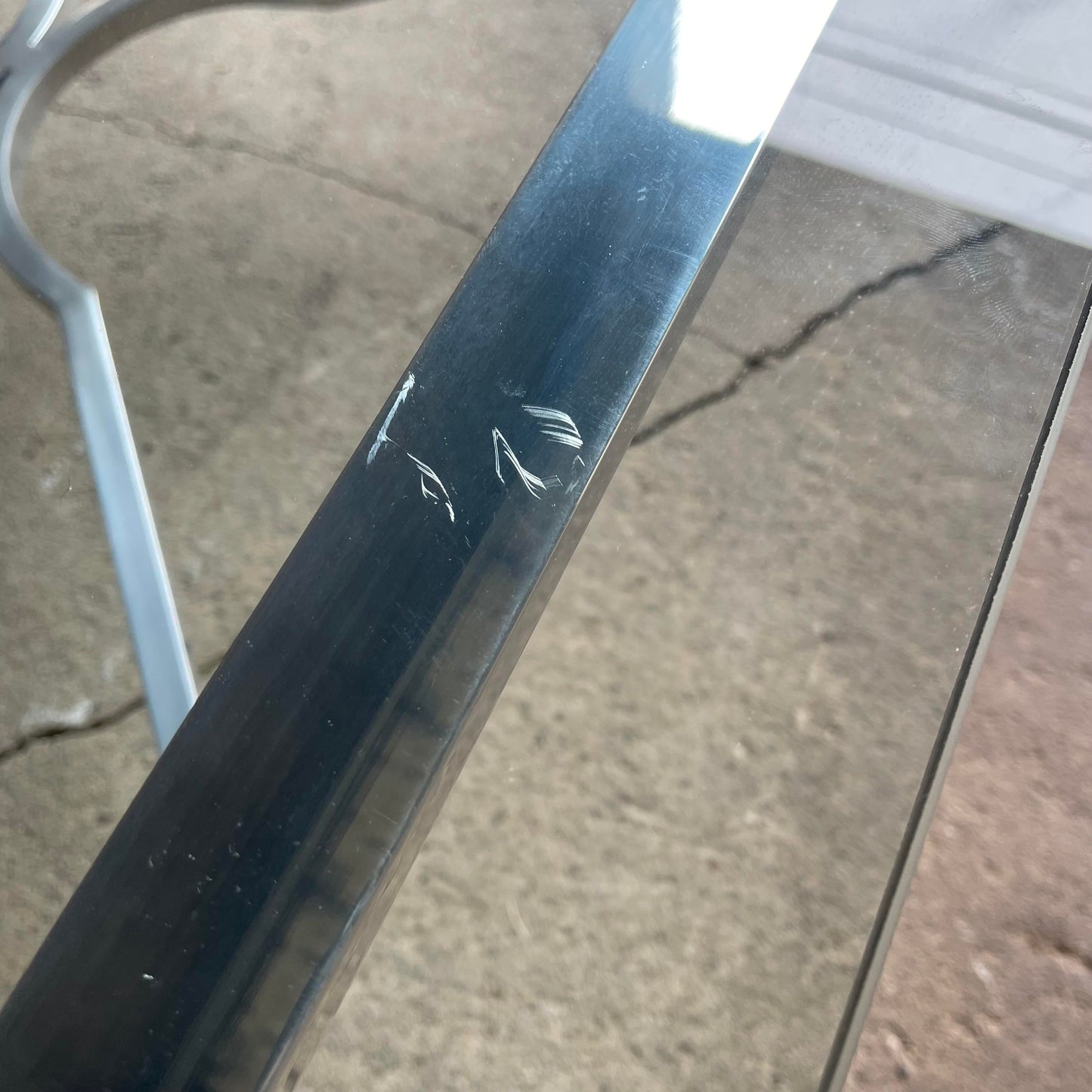 Mid 20th Century Square Chrome and Brass Hoof Base Coffee Table with Glass Top