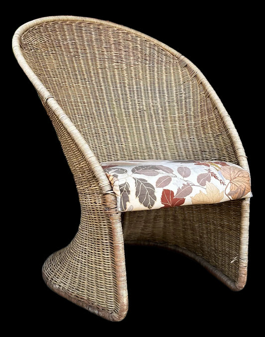 Mid-Century Modern Adrian Pearsall Comfort Designs Tall Rattan Wicker Peacock Chair